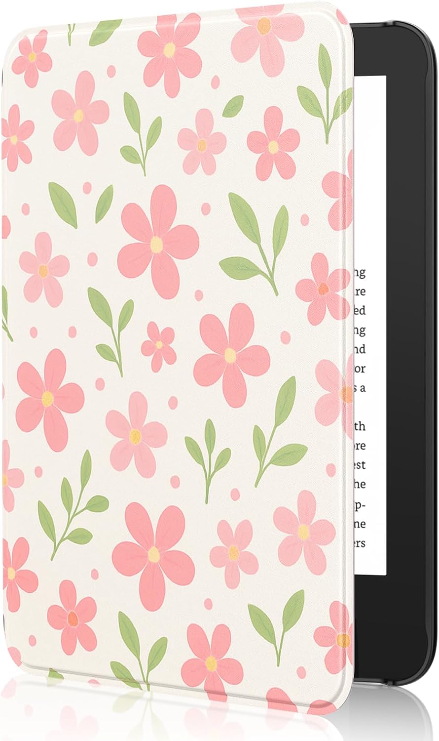 ESTUCHE MOKO PARA AMAZON KINDLE BASIC 6' 11ª GEN 2024/2022 FLORES Y HOJAS - 1