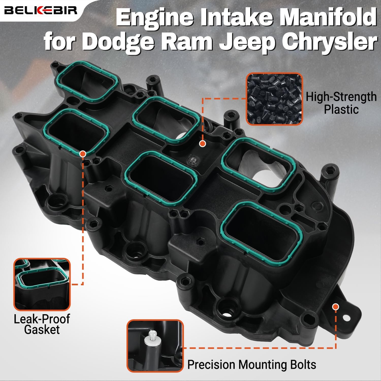 MÚLTIPLE DE ADMISIÓN INFERIOR CON EMPAQUE BELKEBIR 3.6L V6 COMPATIBLE DODGE, JEEP, RAM, CHRYSLER 2011-2021 - 5