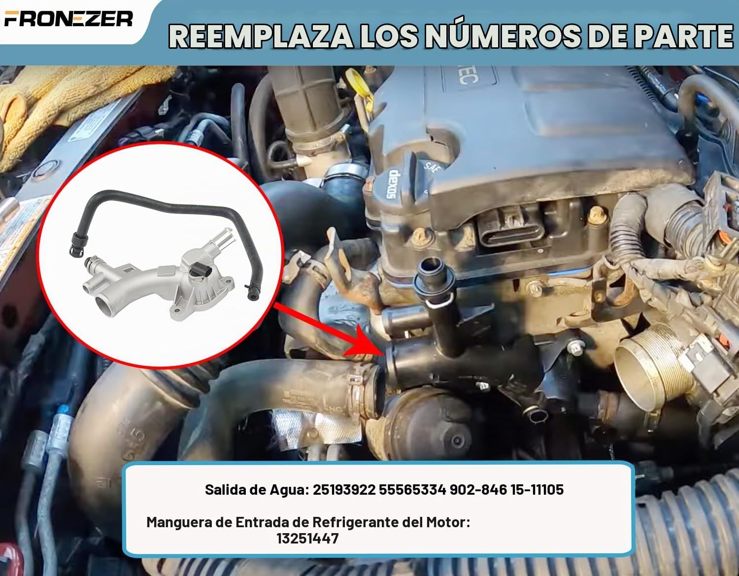 KIT DE TERMOSTATO Y MANGUERA DE ENTRADA DE REFRIGERANTE FRONEZER PARA CHEVROLET Y BUICK 1.4L - 3