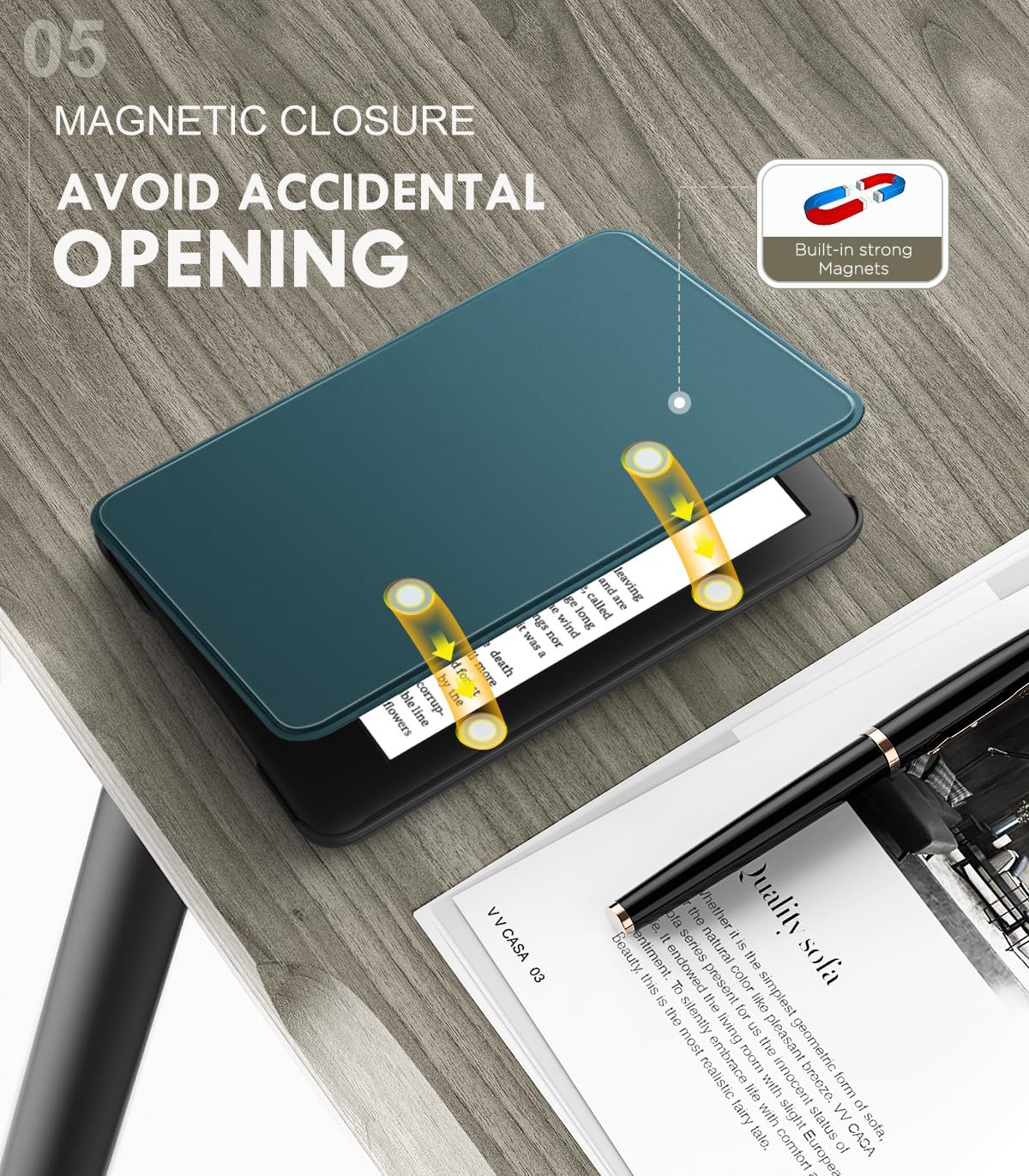 ESTUCHE PARA KINDLE 6' MOKO 11ª GEN 2024/2022 AZUL VERDOSO - 5
