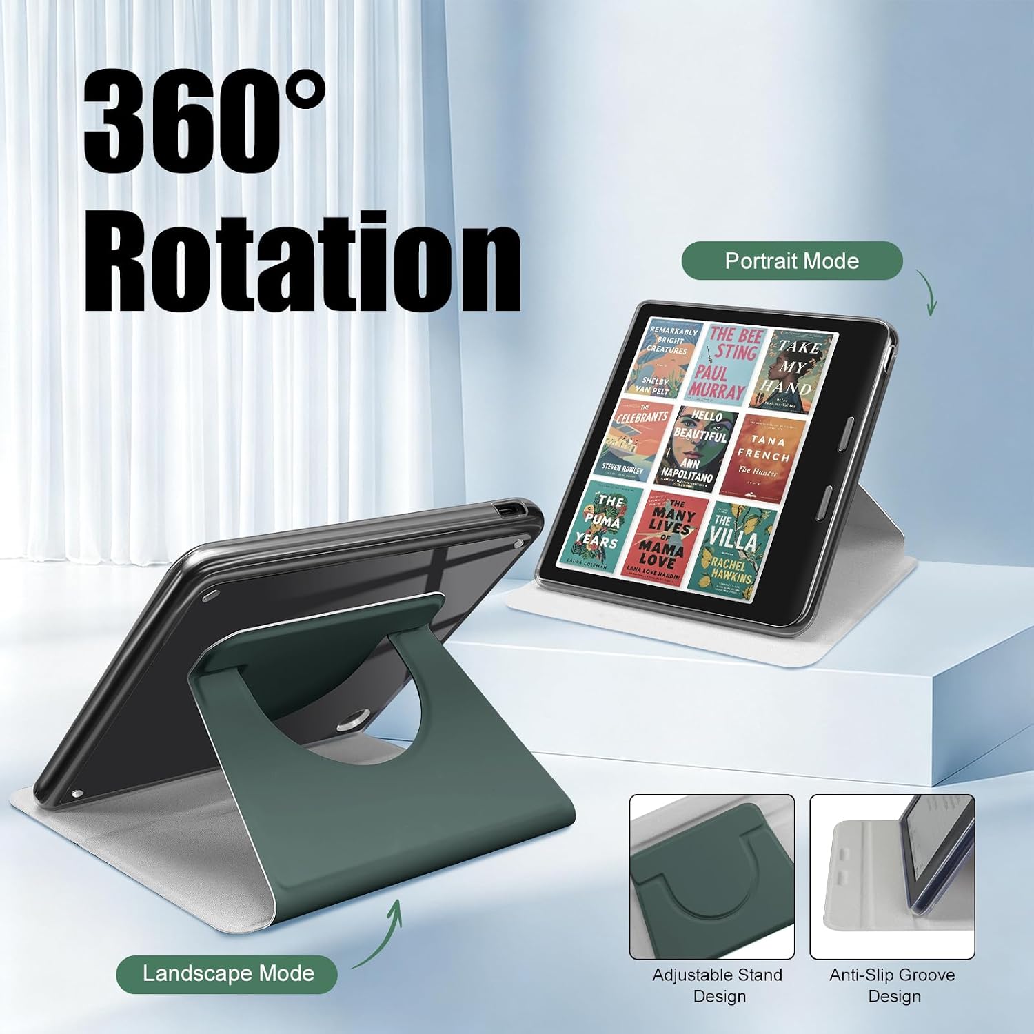 ESTUCHE ROTATORIO PARA KOBO LIBRA 7' Y TOLINO VISION E NET-CASE VERDE - 4