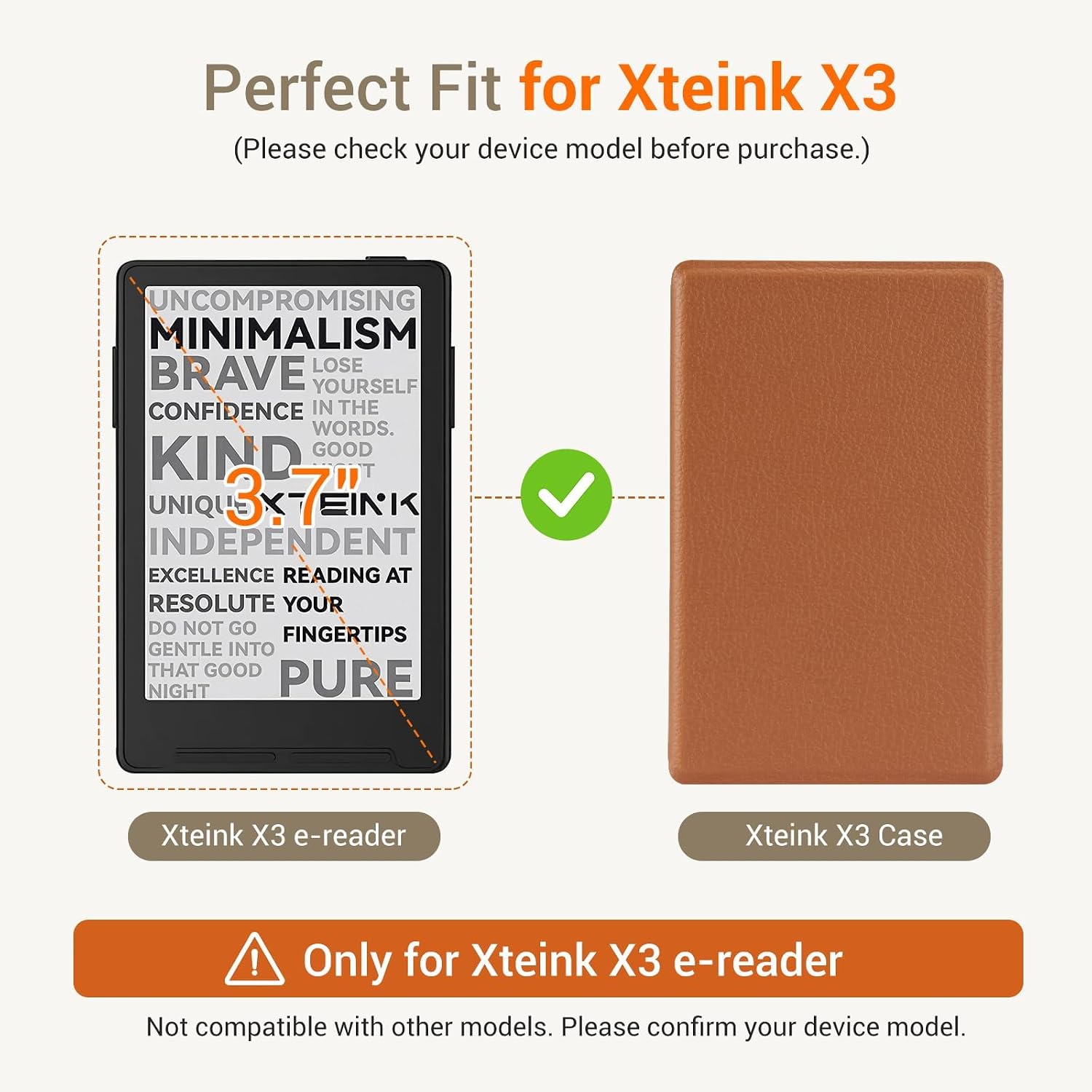 ESTUCHE COBAK PARA LECTOR EBOOK XTEINK X3 3.7' CUERO PU MARRÓN - 2