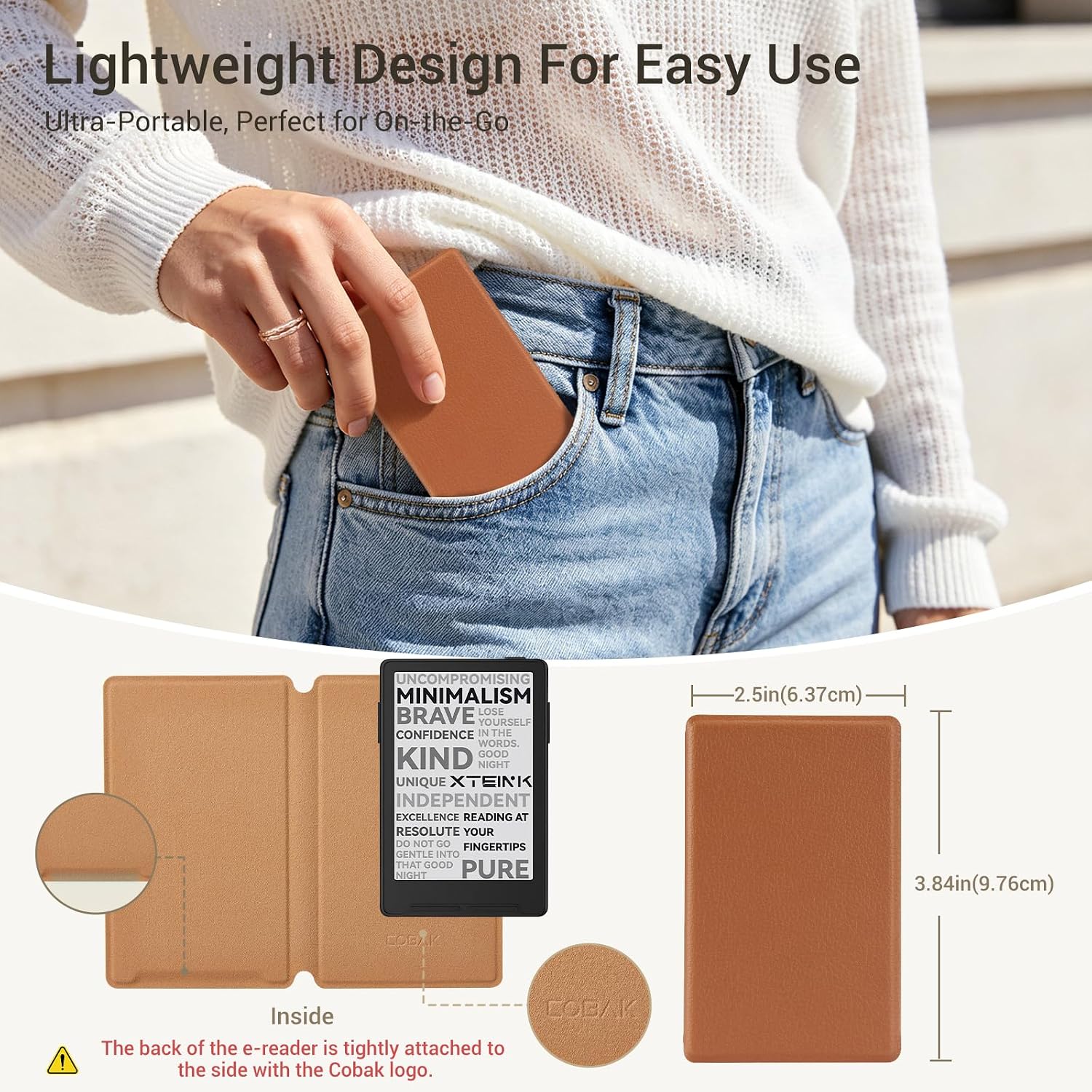 ESTUCHE COBAK PARA LECTOR EBOOK XTEINK X3 3.7' CUERO PU MARRÓN - 3