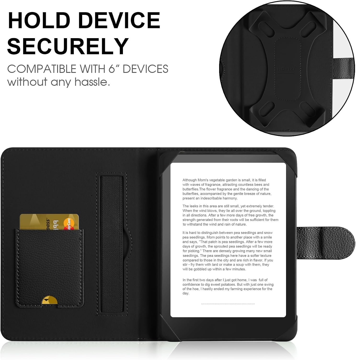 ESTUCHE UNIVERSAL PARA EREADER 6 PULGADAS HOYIXI CON RANURA PARA TARJETAS NEGRO - 3