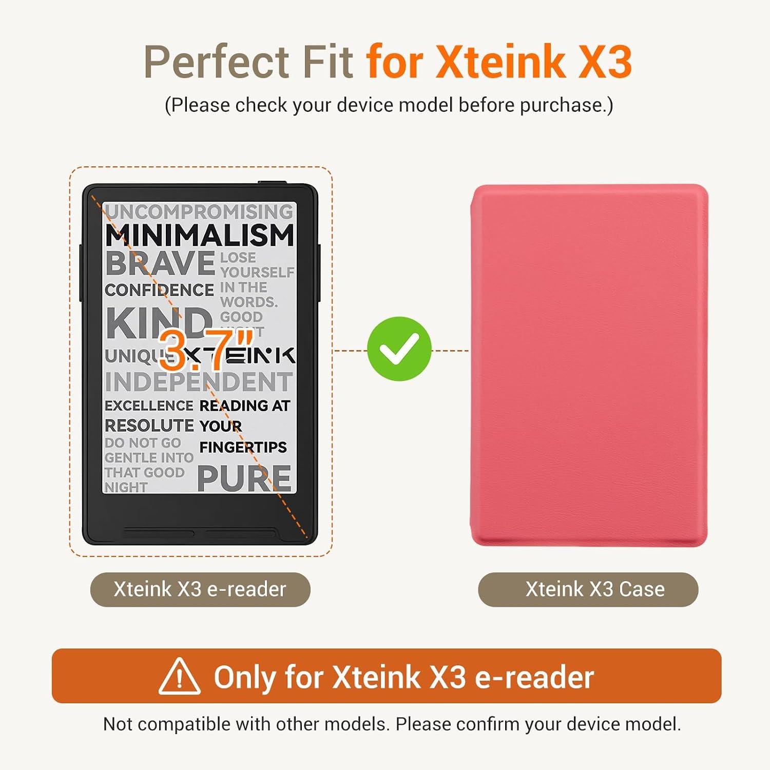 ESTUCHE COBAK PARA LECTOR EBOOK XTEINK X3 3.7' CUERO PU ROJO - 2