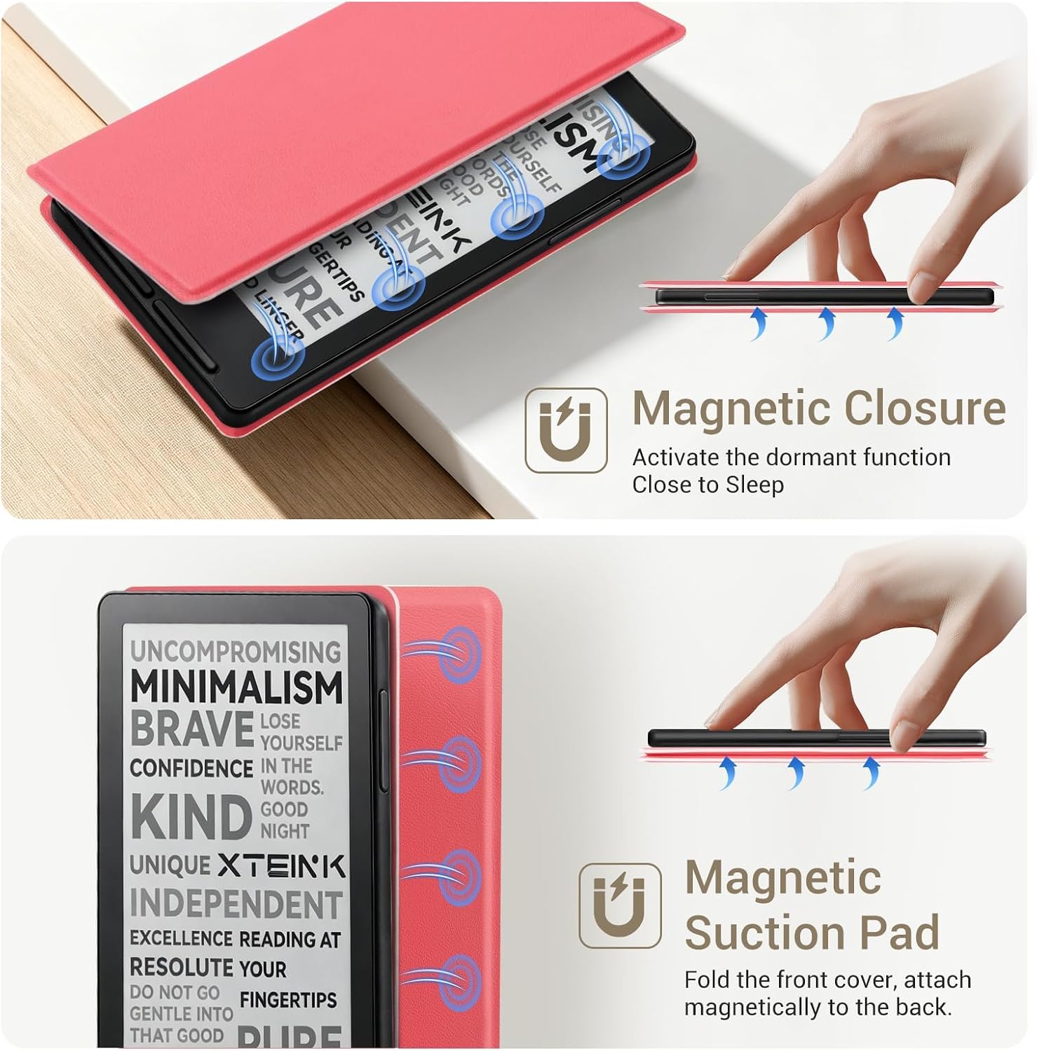 ESTUCHE COBAK PARA LECTOR EBOOK XTEINK X3 3.7' CUERO PU ROJO - 5