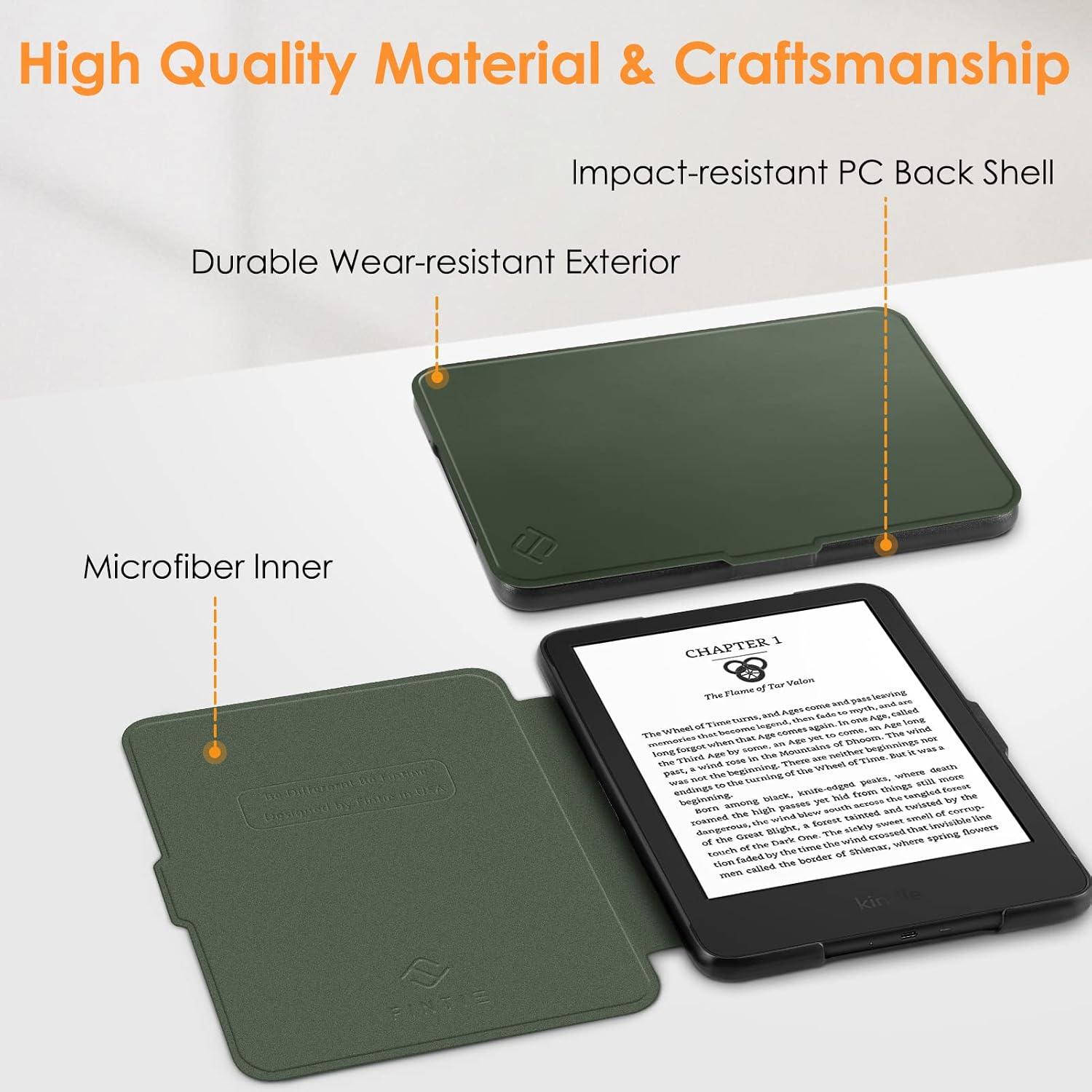 ESTUCHE FINTIE SLIMSHELL PARA KINDLE 6' 11ª GENERACIÓN 2024/2022 VERDE ACEITUNA - 5