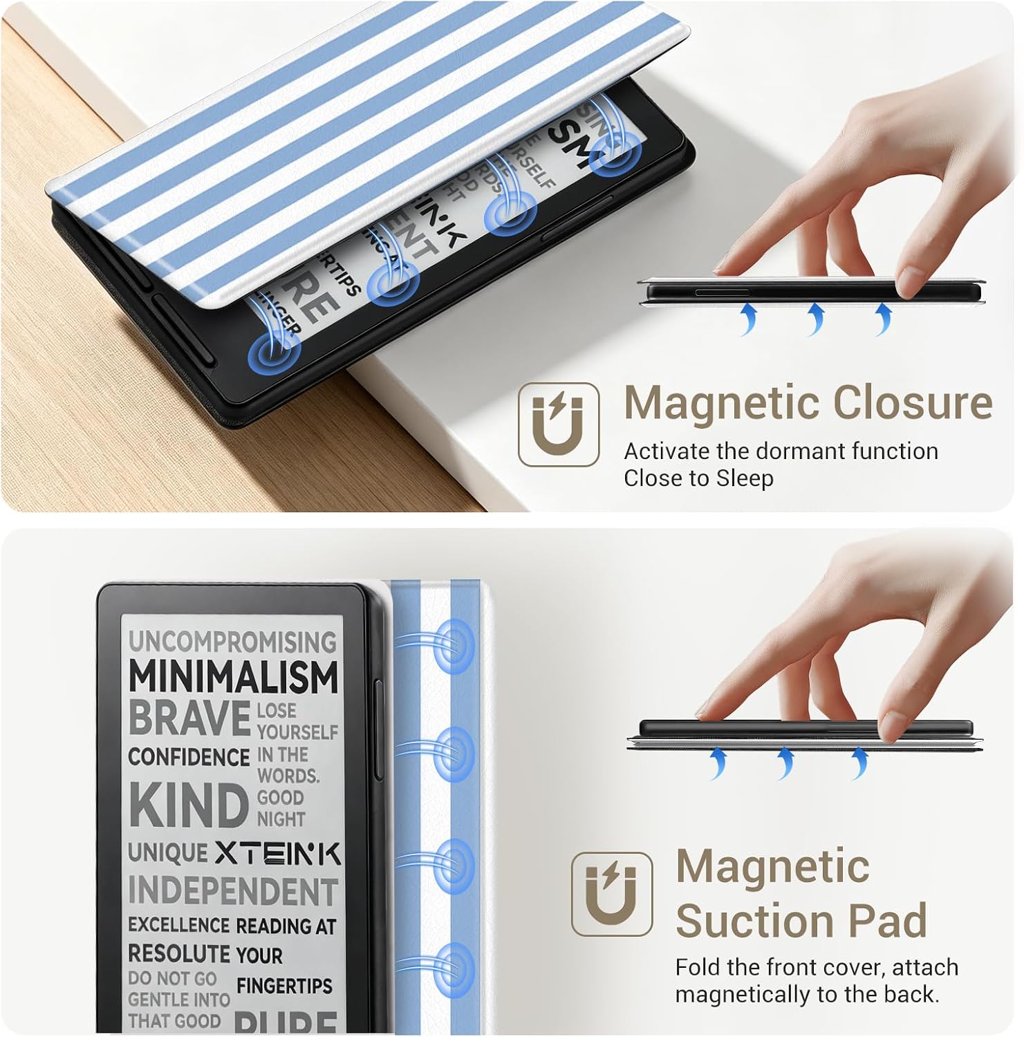 ESTUCHE COBAK MAGNETIC PARA LECTOR EBOOK XTEINK X3 3.7' AZUL Y BLANCO - 5