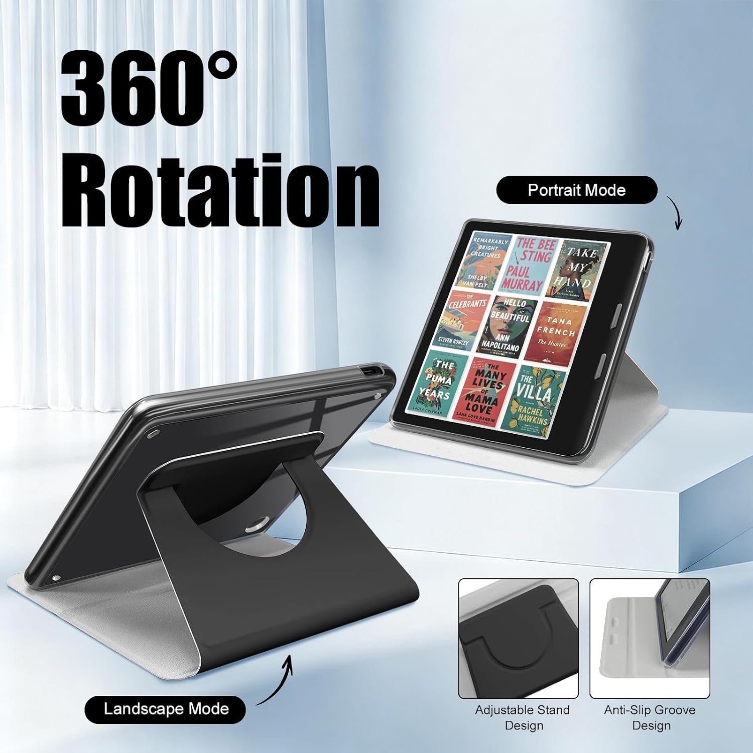 ESTUCHE ROTATORIO PARA KOBO LIBRA 7' Y TOLINO VISION NEGRO - 4