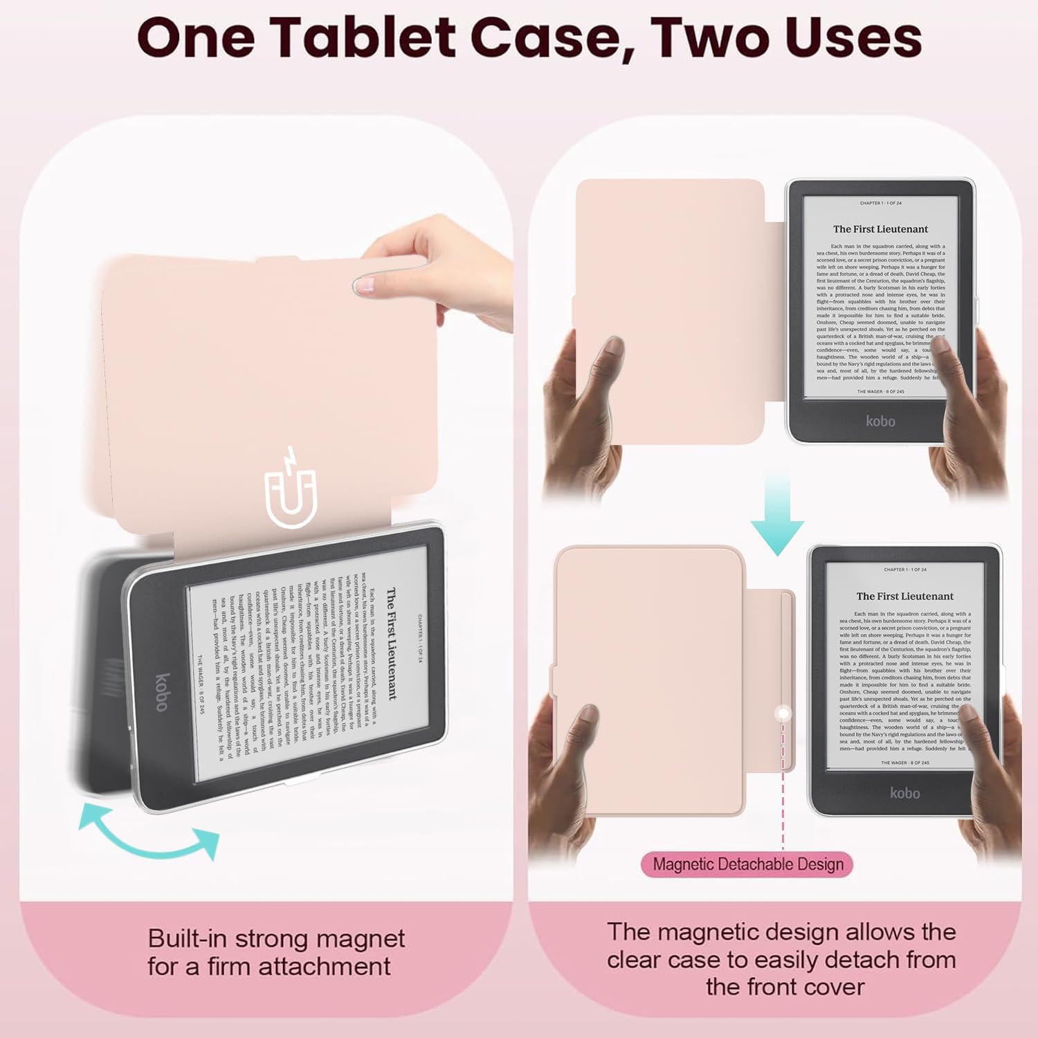 ESTUCHE E NET-CASE PARA KOBO CLARA COLOUR 6' (2024) CON TAPA MAGNÉTICA DESMONTABLE FLORES DE VERANO - 3