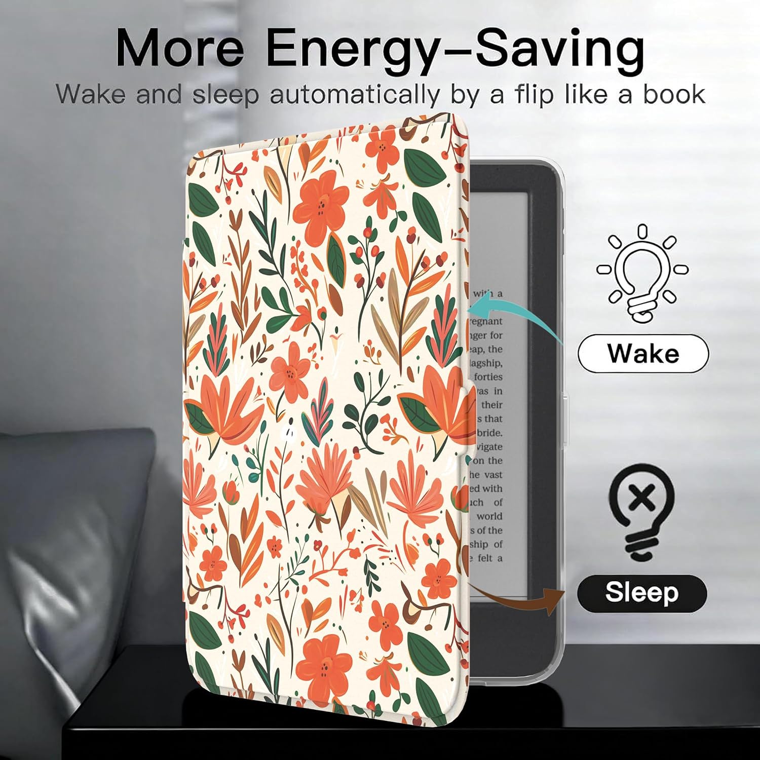 ESTUCHE E NET-CASE PARA KOBO CLARA COLOUR 6' (2024) CON TAPA MAGNÉTICA DESMONTABLE FLORES DE VERANO - 5