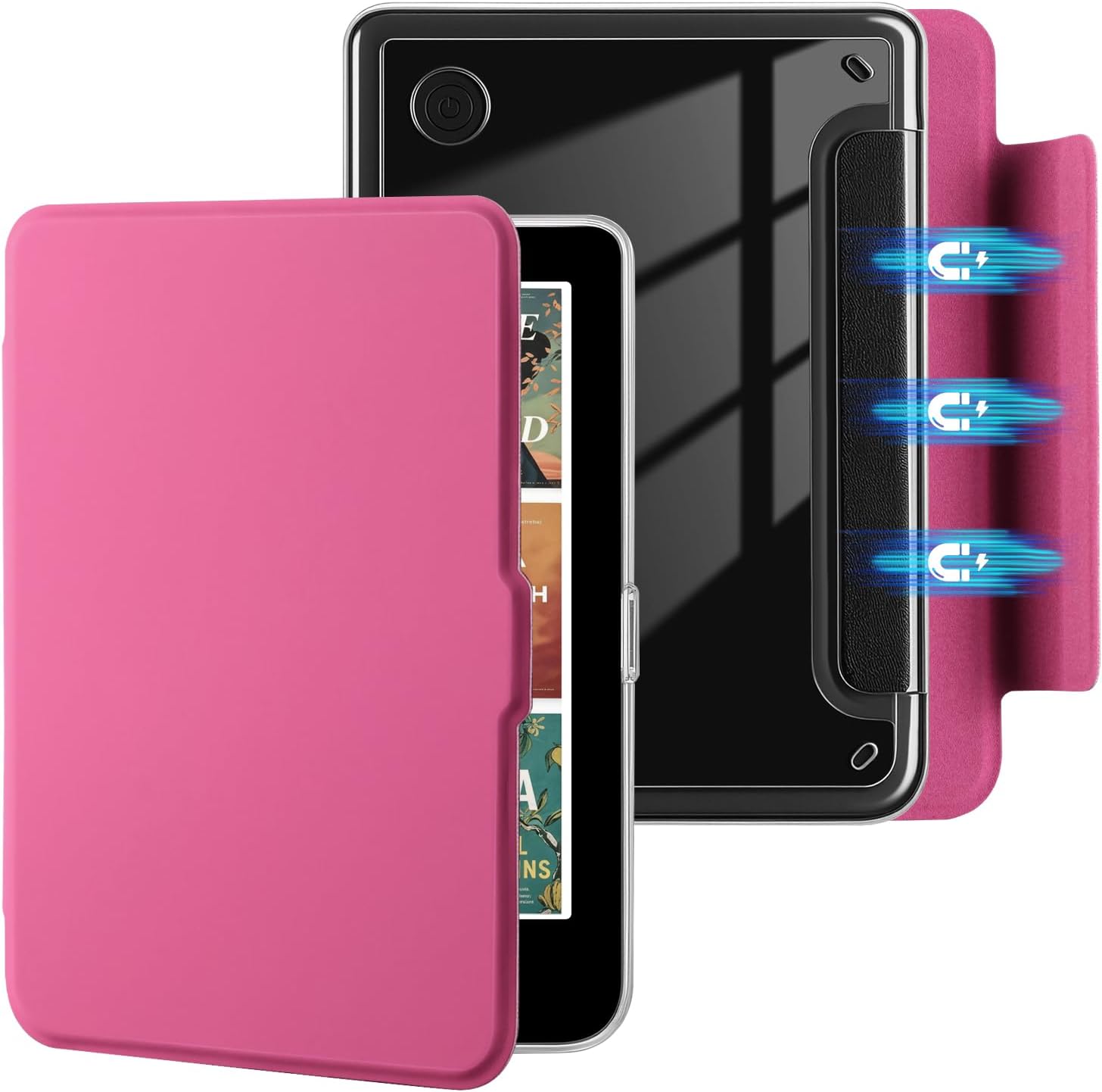 ESTUCHE E NET-CASE PARA KOBO CLARA COLOUR 6' (2024) CON TAPA MAGNÉTICA DESMONTABLE COLOR FRAMBUESA - 1