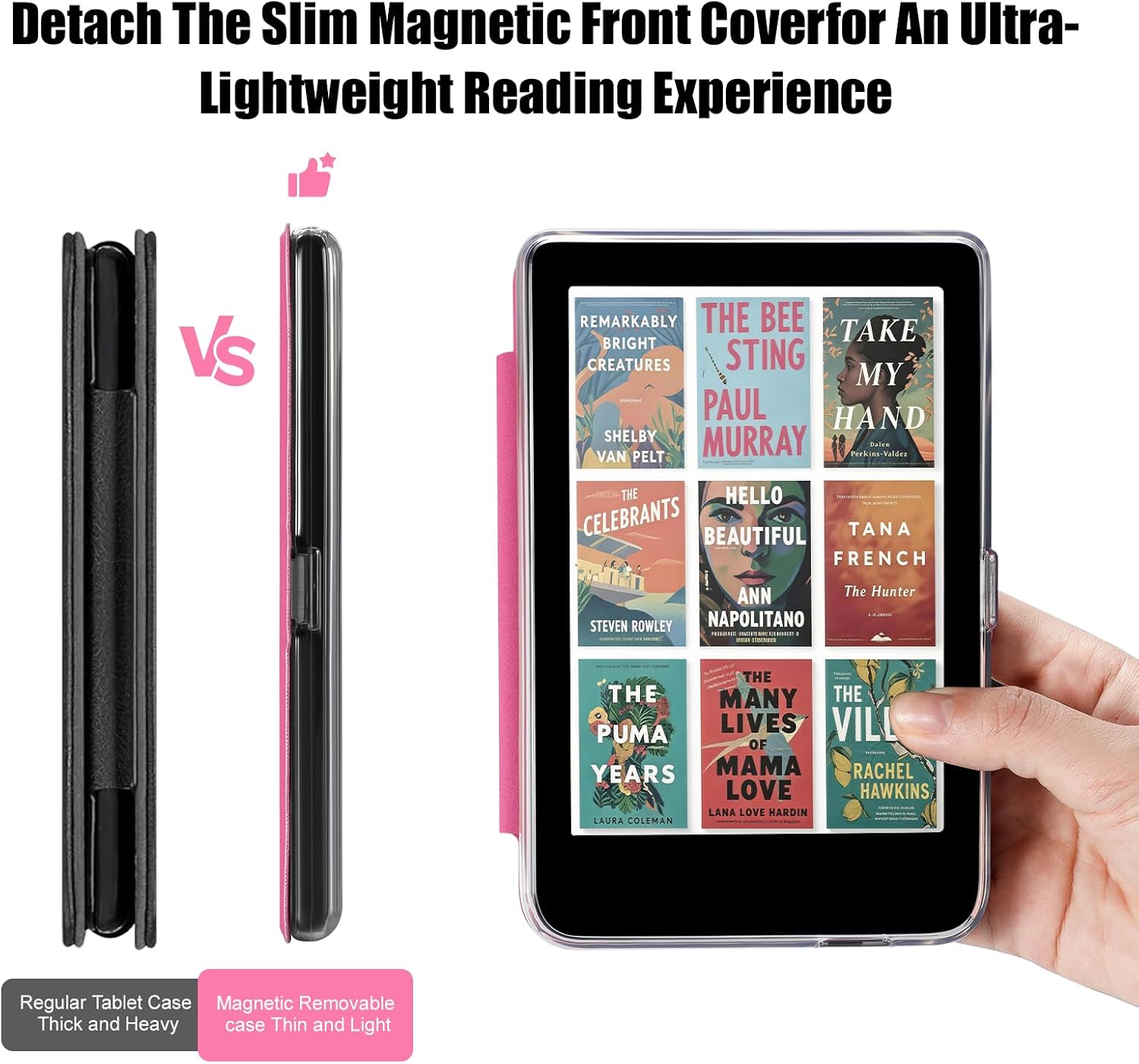 ESTUCHE E NET-CASE PARA KOBO CLARA COLOUR 6' (2024) CON TAPA MAGNÉTICA DESMONTABLE COLOR FRAMBUESA - 5