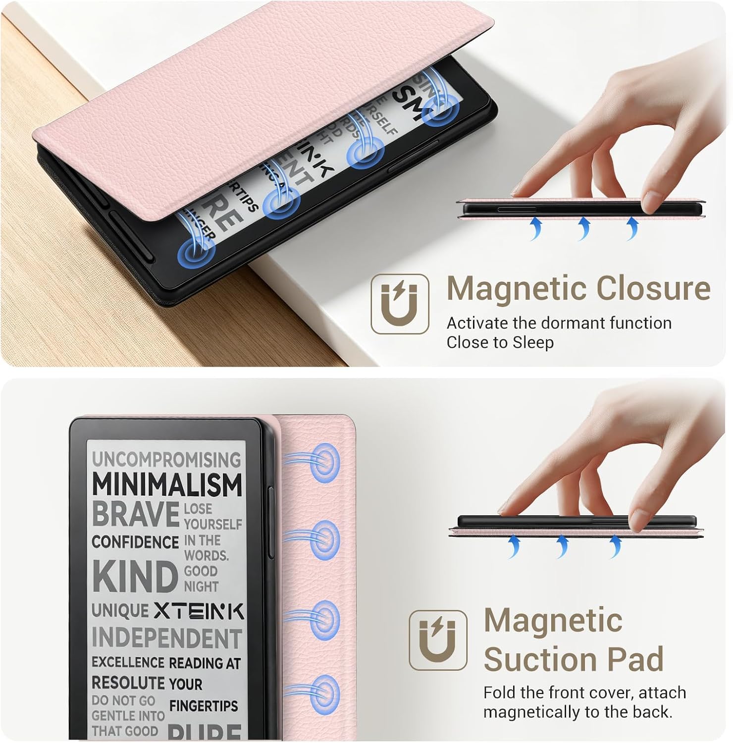 ESTUCHE COBAK PARA LECTOR EBOOK XTEINK X3 3.7' CUERO PU ROSA - 5