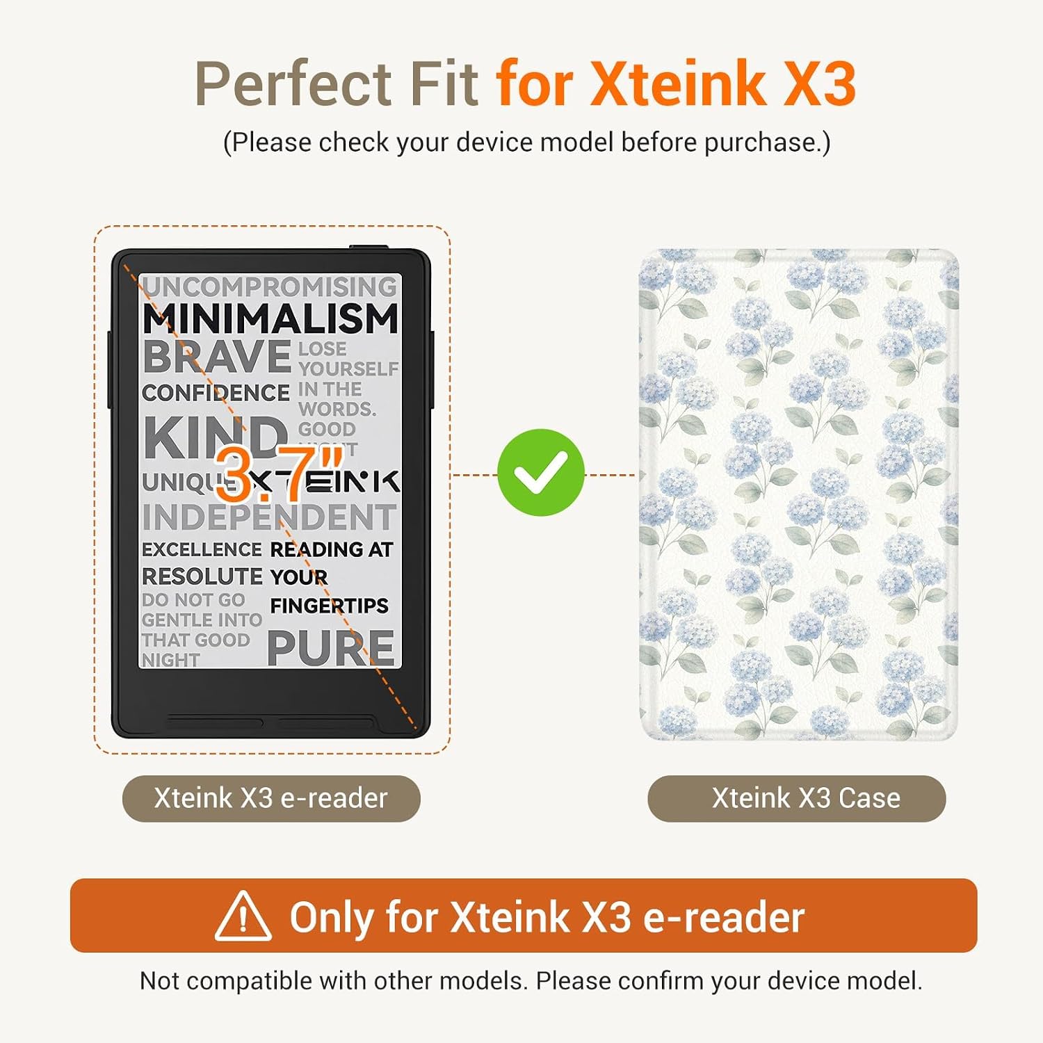 ESTUCHE COBAK MAGNETIC PARA LECTOR EBOOK XTEINK X3 3.7' PU CUERO HYDRANGEA - 2