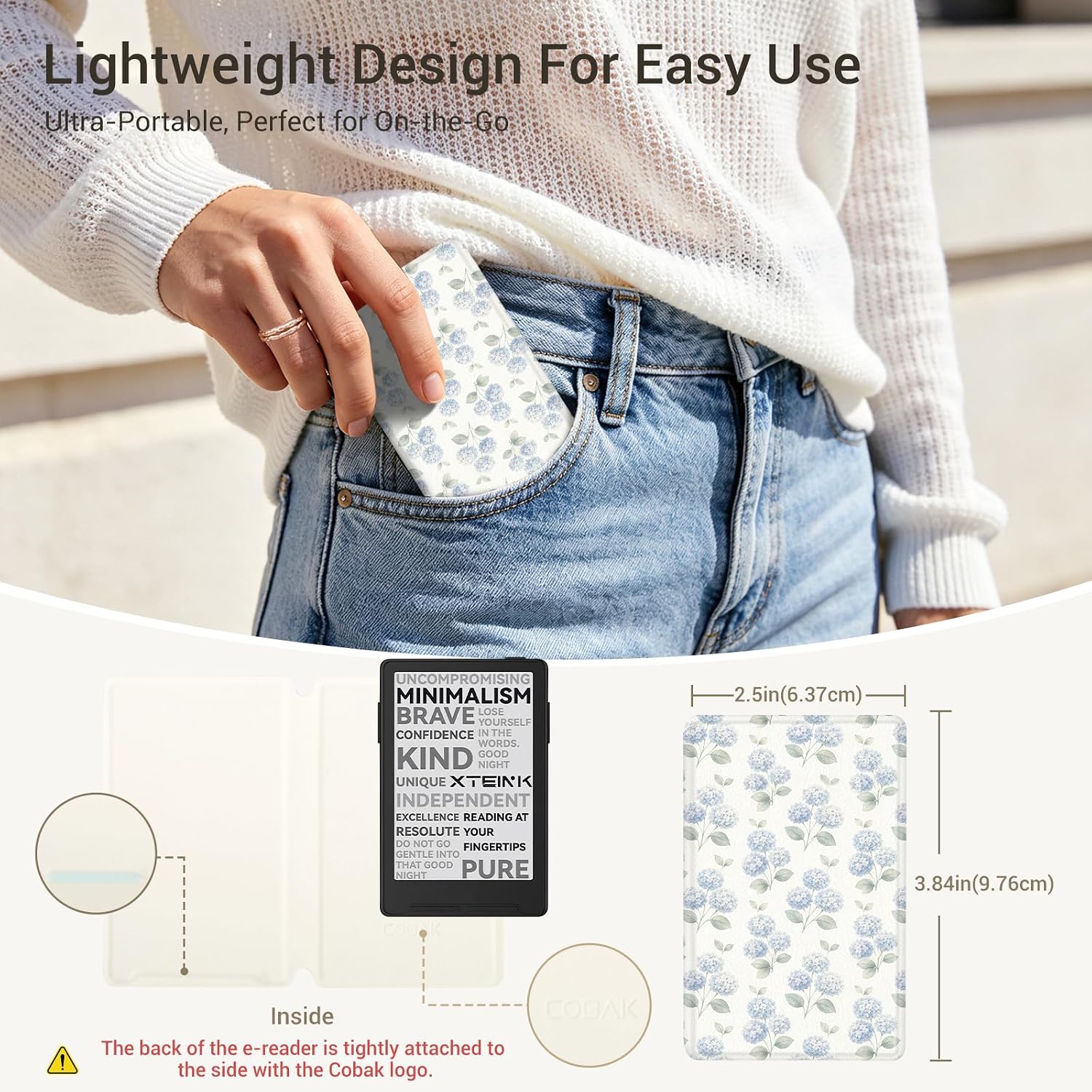 ESTUCHE COBAK MAGNETIC PARA LECTOR EBOOK XTEINK X3 3.7' PU CUERO HYDRANGEA - 3