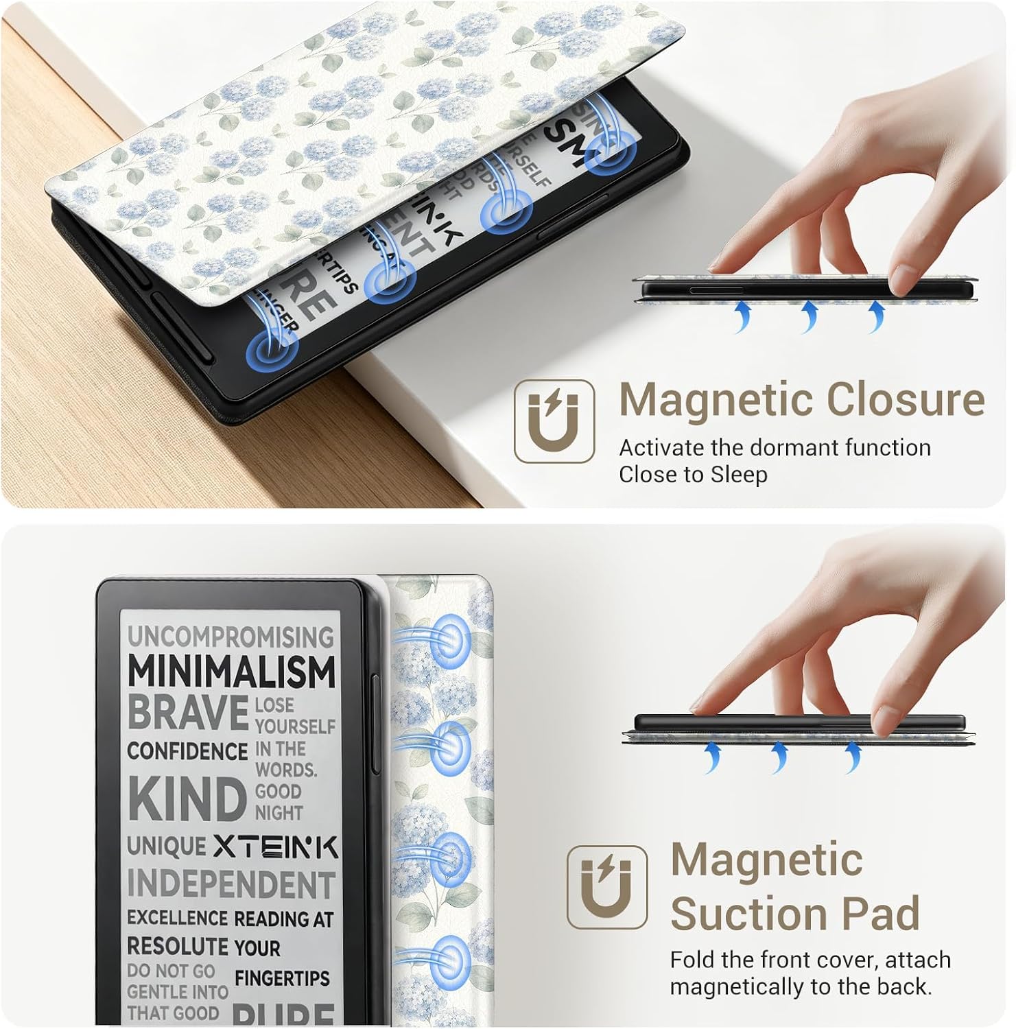 ESTUCHE COBAK MAGNETIC PARA LECTOR EBOOK XTEINK X3 3.7' PU CUERO HYDRANGEA - 5