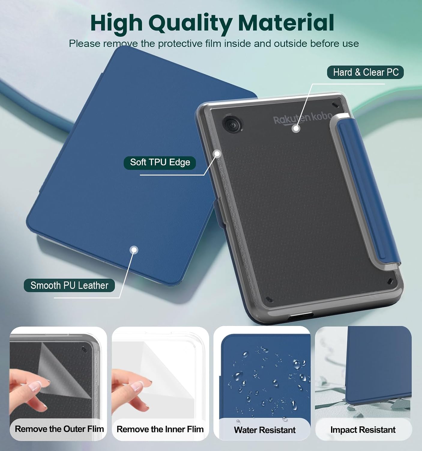 ESTUCHE E NET-CASE DESMONTABLE MAGNÉTICO PARA KOBO CLARA COLOUR 6' (2024) AZUL - 3