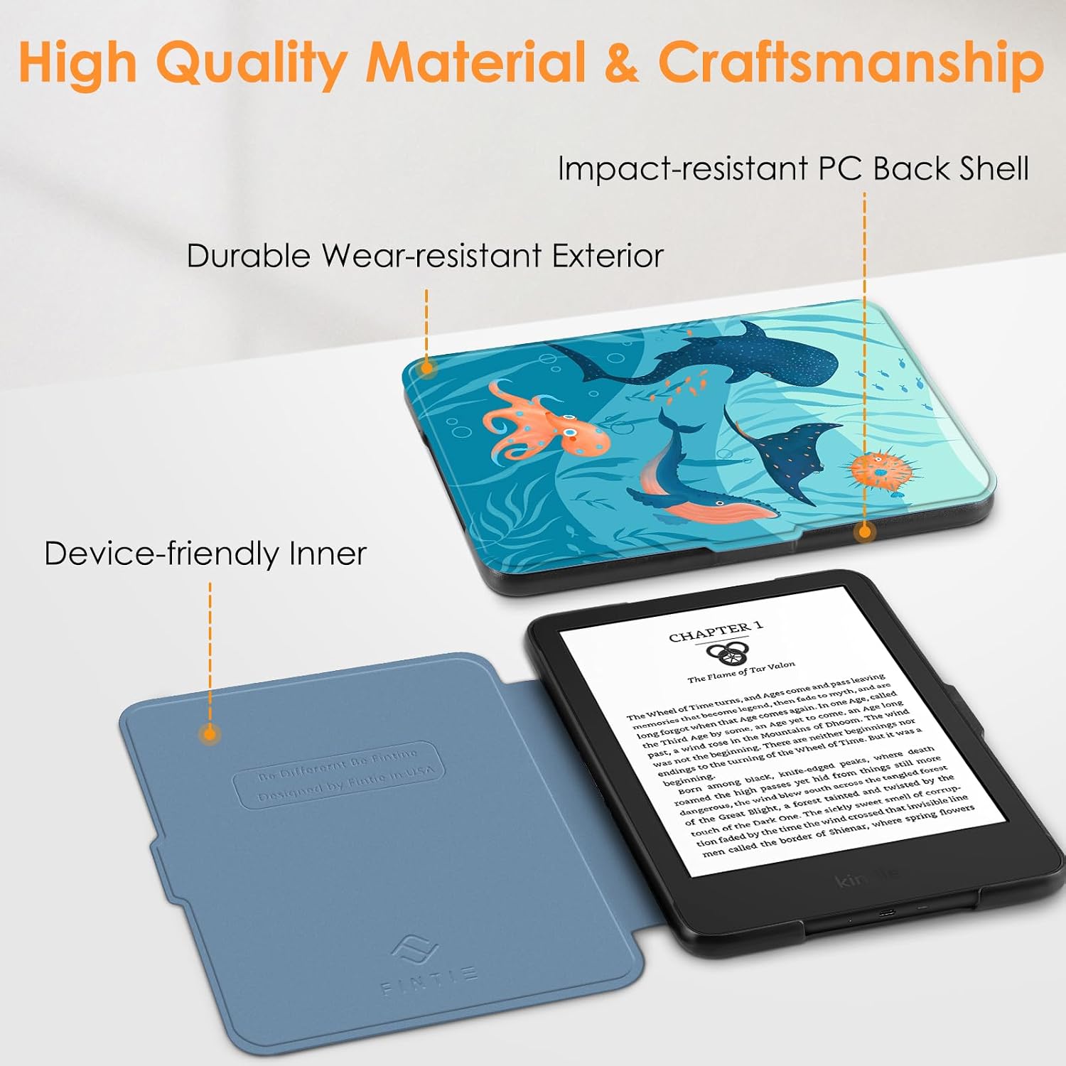 ESTUCHE FINTIE SLIMSHELL PARA KINDLE 6' 11ª GENERACIÓN 2024/2022 AZUL OCEÁNICO - 5