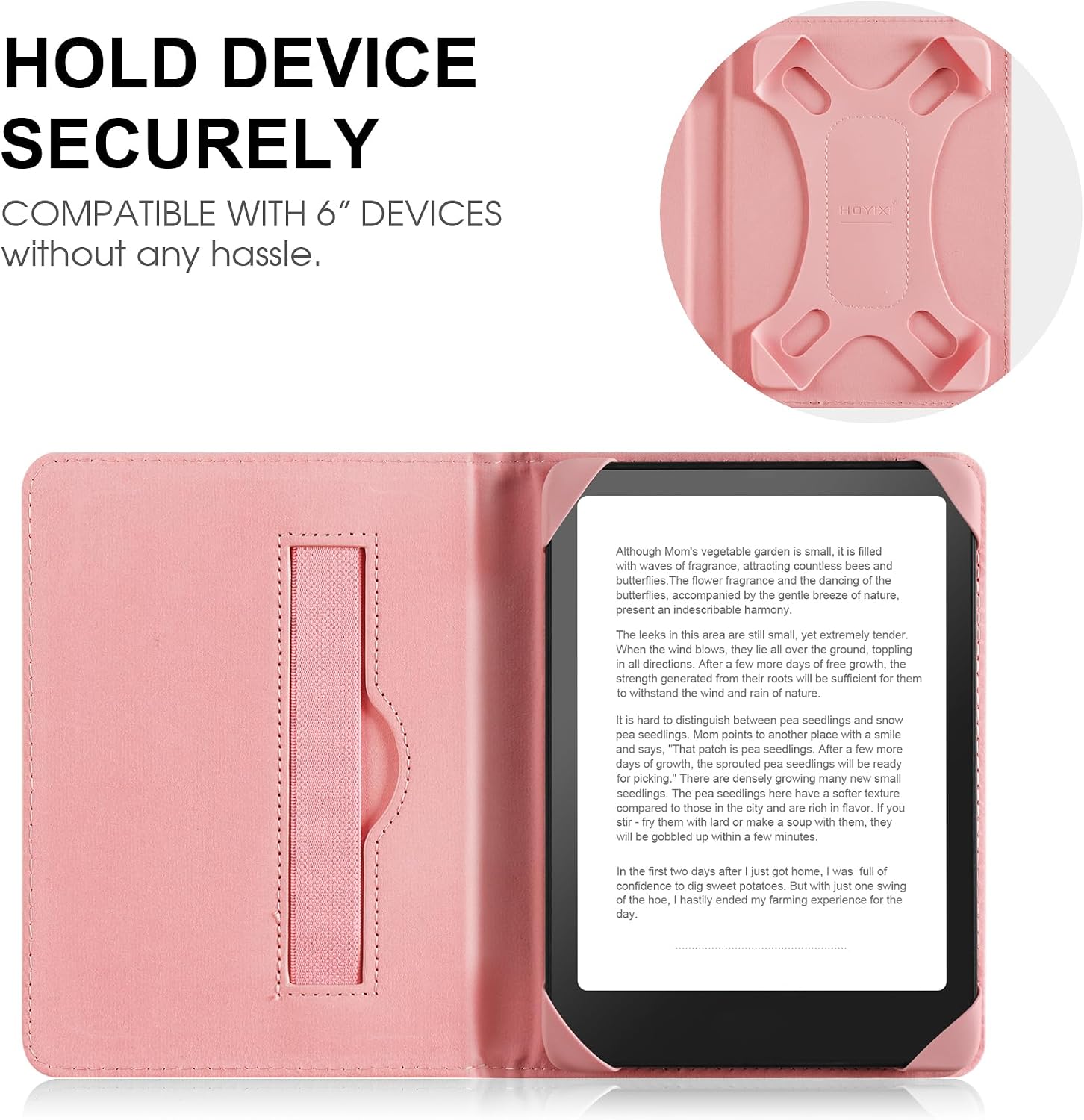 ESTUCHE UNIVERSAL PARA EREADER 6 PULGADAS HOYIXI ROSA - 4