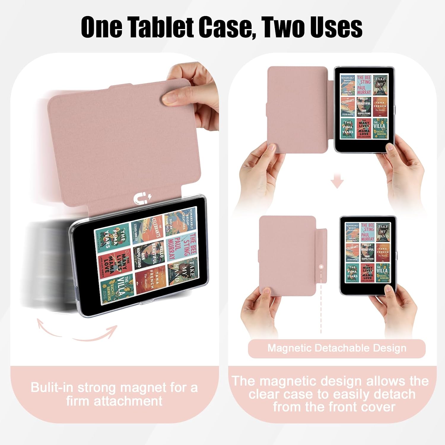 ESTUCHE E NET-CASE PARA KOBO CLARA COLOUR 6' (2024) / CLARA BW (2024) / 2E (2022) CON TAPA MAGNÉTICA DESMONTABLE ORO ROSA - 3