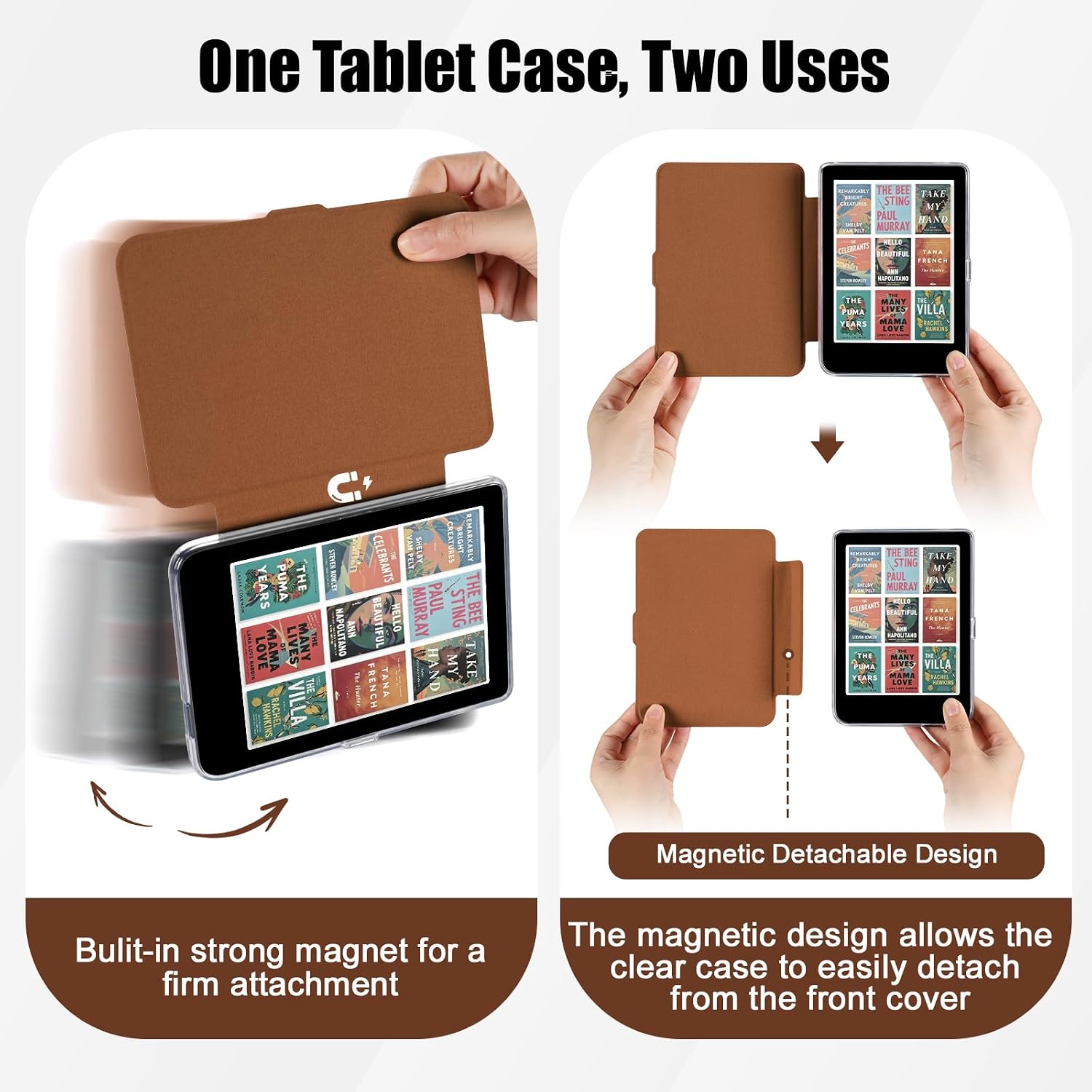 ESTUCHE E NET-CASE PARA KOBO CLARA COLOUR 6' (2024) CON TAPA MAGNÉTICA DESMONTABLE MARRÓN - 3