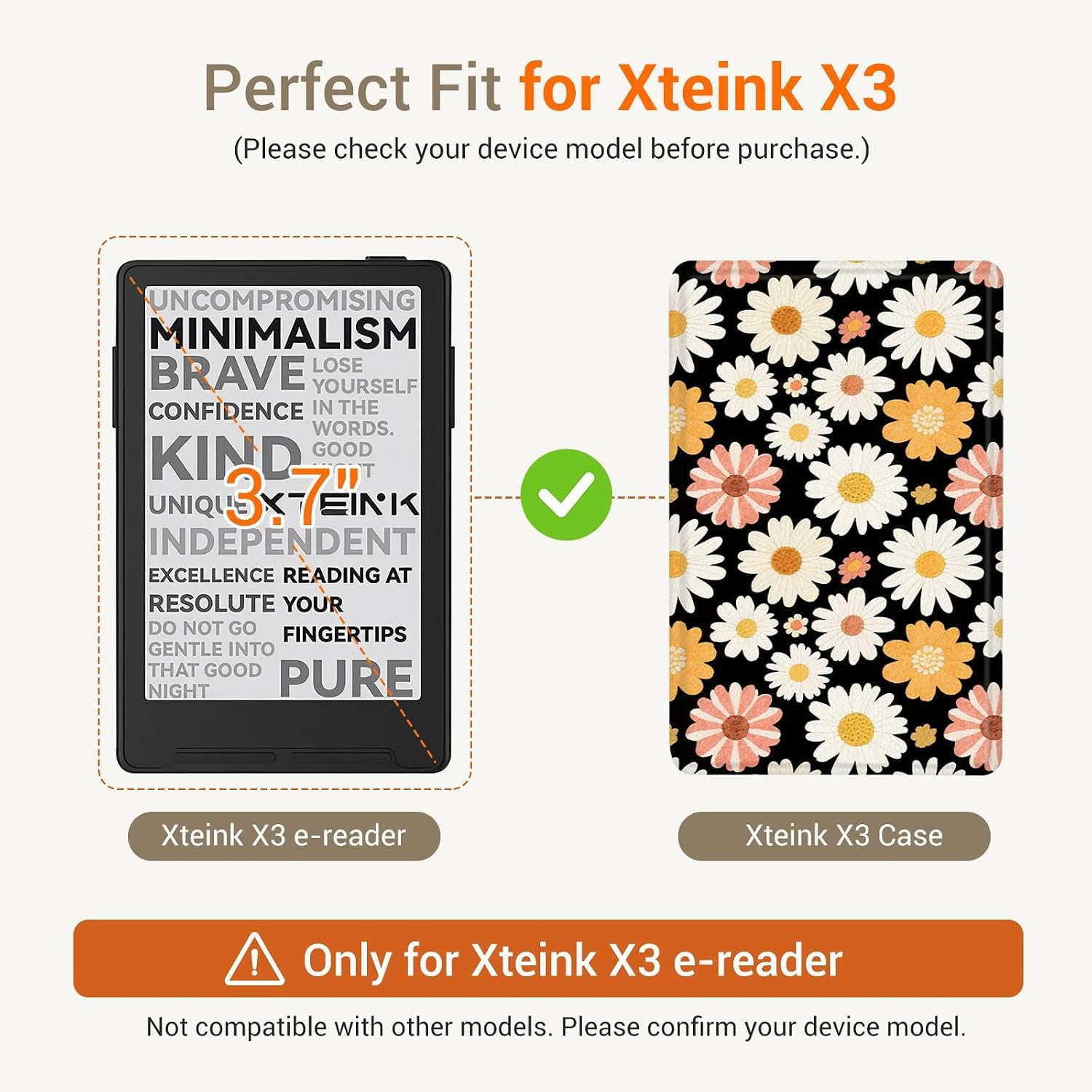 ESTUCHE COBAK MAGNETIC PARA LECTOR EBOOK XTEINK X3 3.7' PU LEATHER SUNNY DAISIES - 2