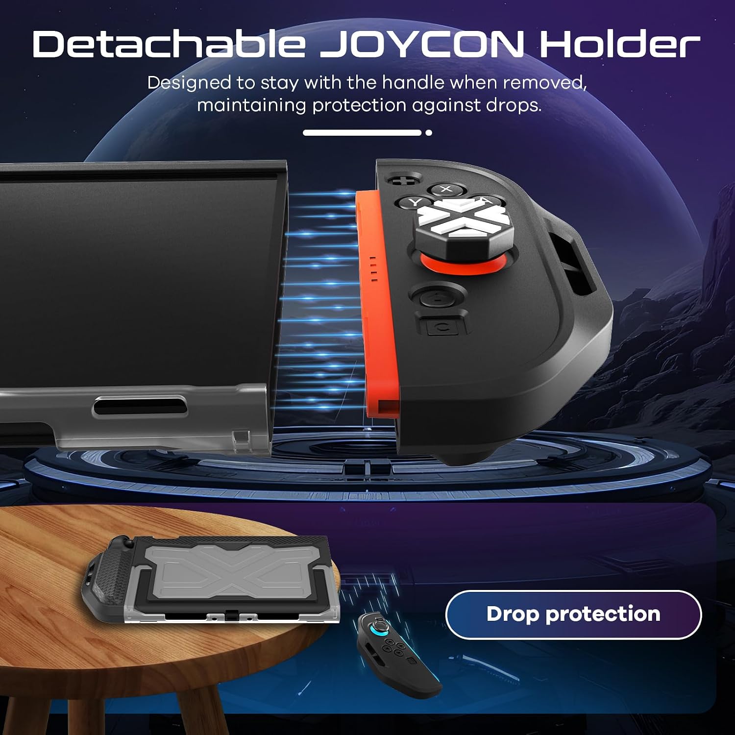 FUNDA CON AGARRE TOLADOSHOP PARA SWITCH 2 2025 CON PROTECTOR DE PANTALLA Y TAPAS PARA JOYSTICK NEGRO - 3