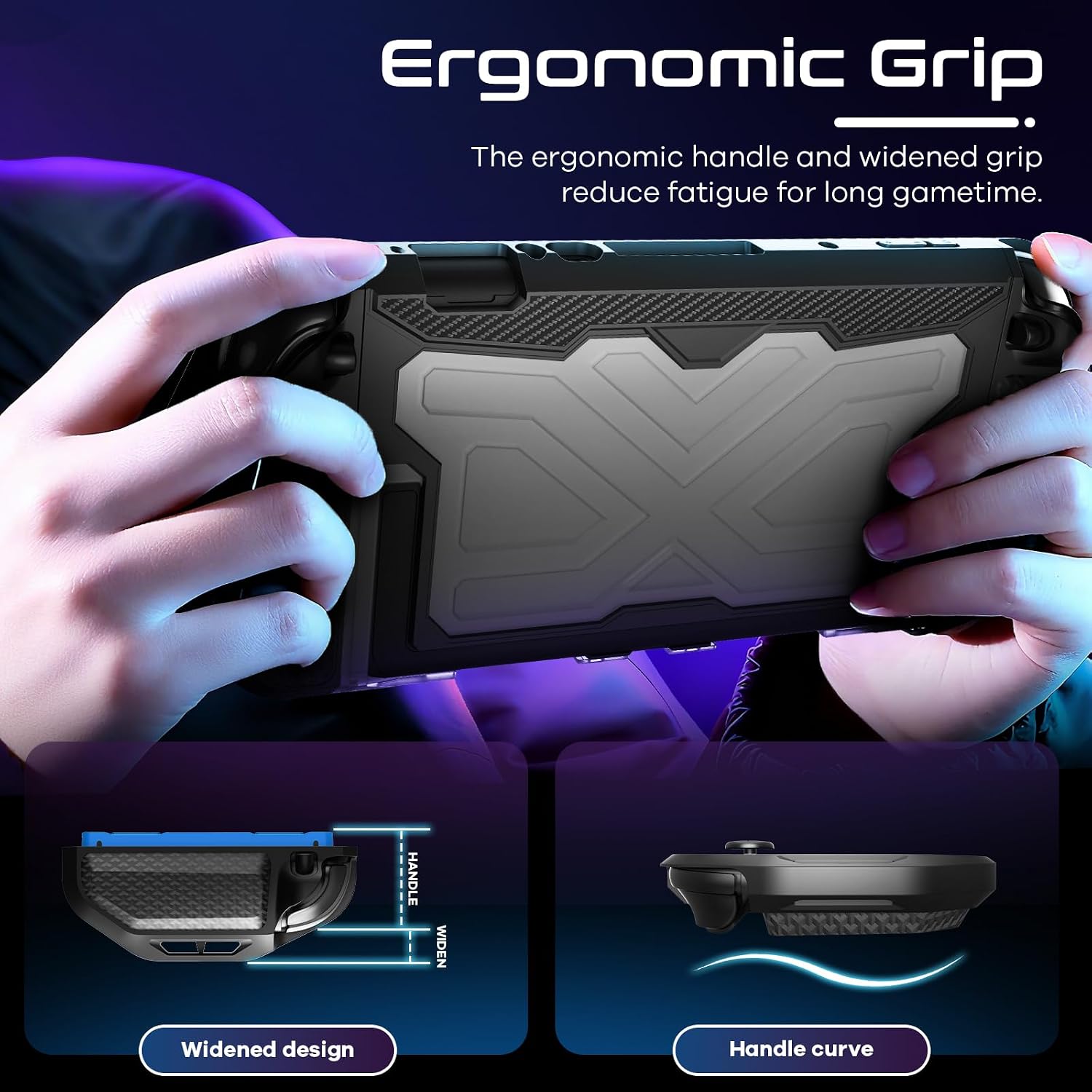 FUNDA CON AGARRE TOLADOSHOP PARA SWITCH 2 2025 CON PROTECTOR DE PANTALLA Y TAPAS PARA JOYSTICK NEGRO - 4