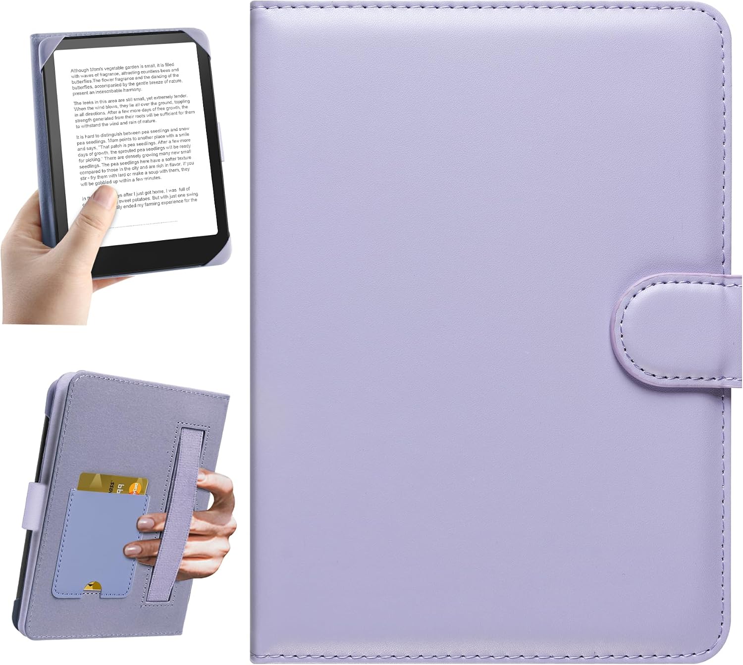 ESTUCHE UNIVERSAL PARA EREADER 6 PULGADAS HOYIXI CON RANURA PARA TARJETAS PÚRPURA - 1
