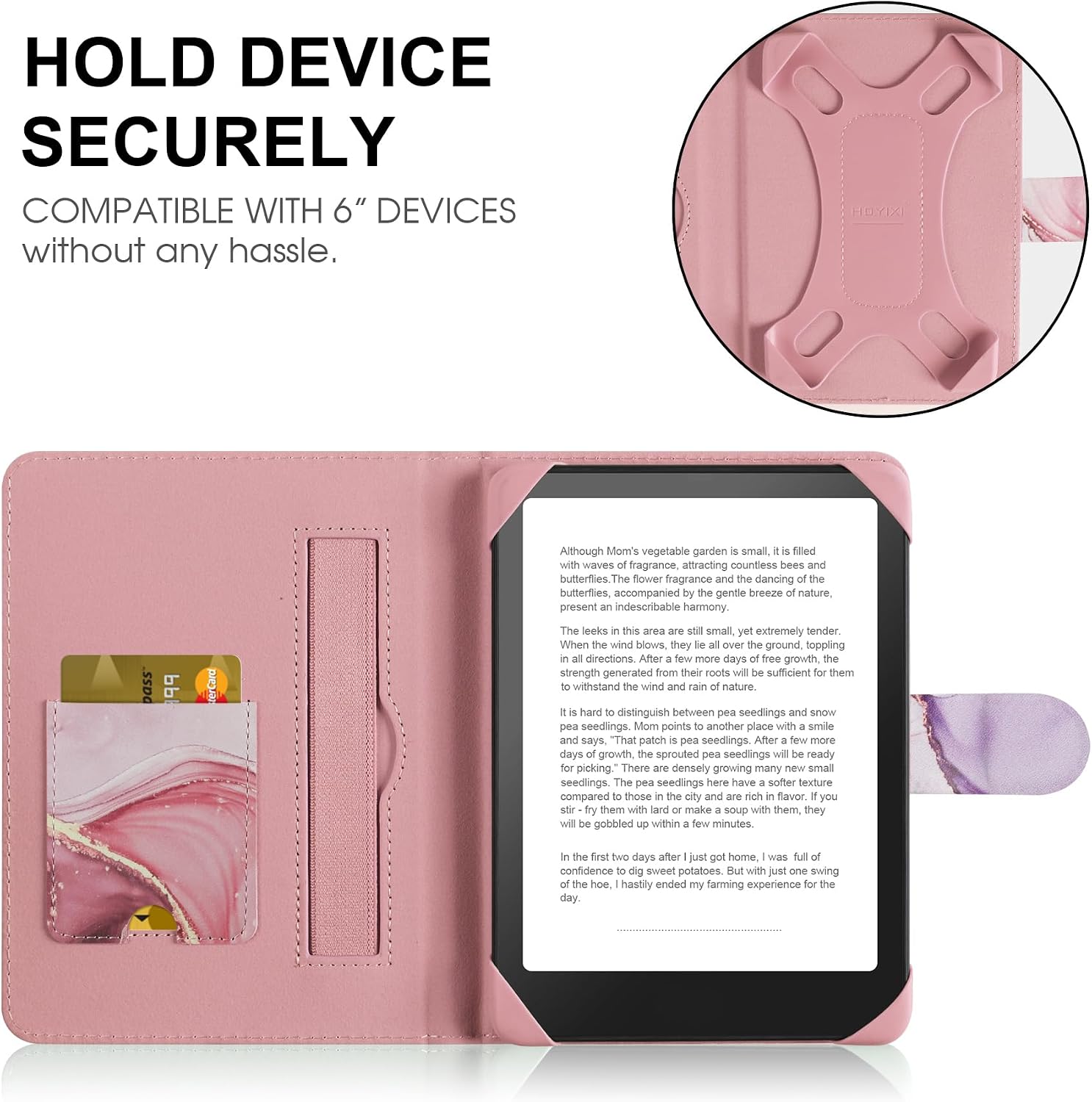 ESTUCHE UNIVERSAL PARA EREADER 6 PULGADAS HOYIXI DALI ROSADO - 3