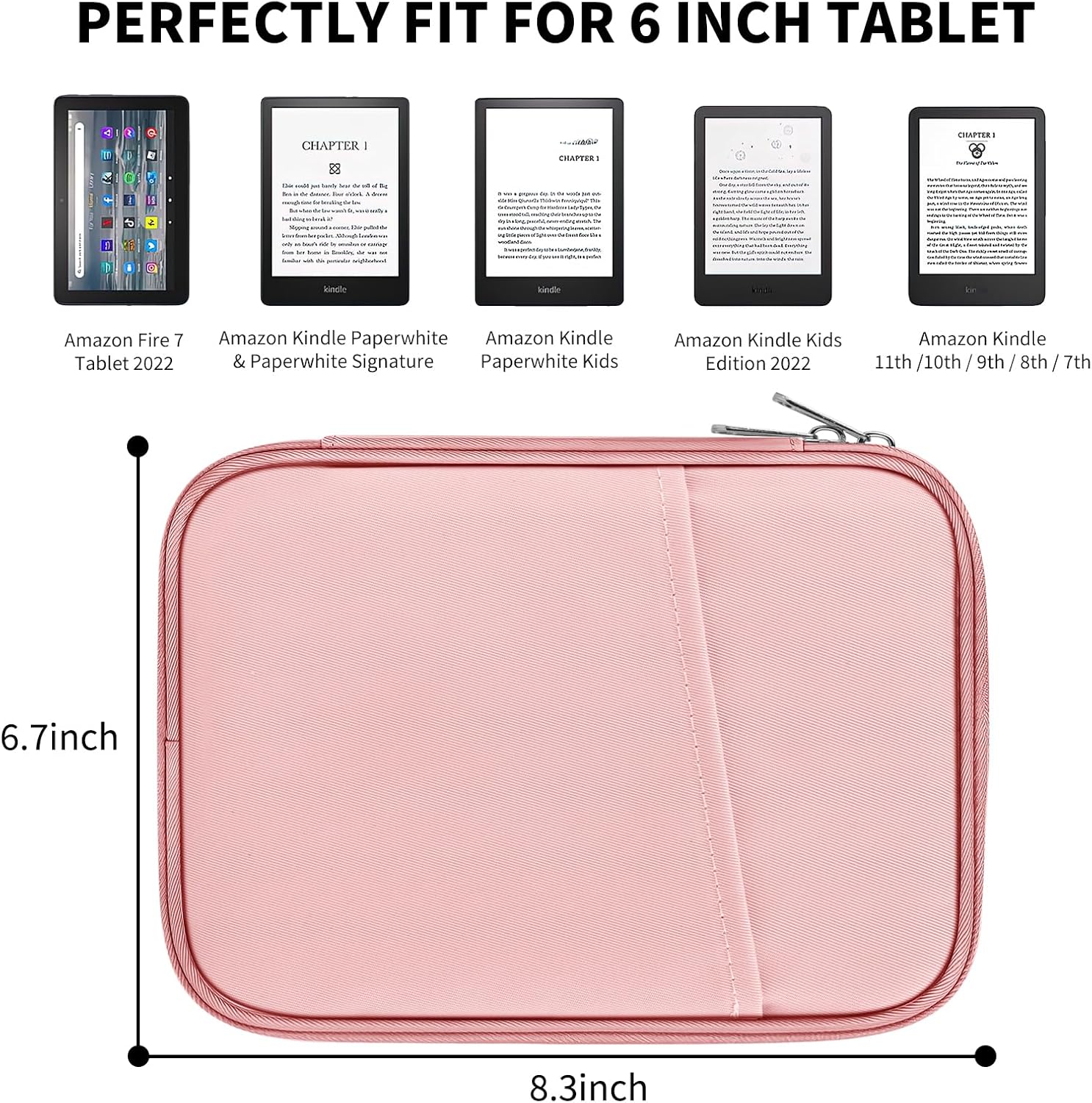 ESTUCHE UNIVERSAL HOYIXI PARA KINDLE Y EREADERS 6-6.8 PULGADAS ROSA - 2