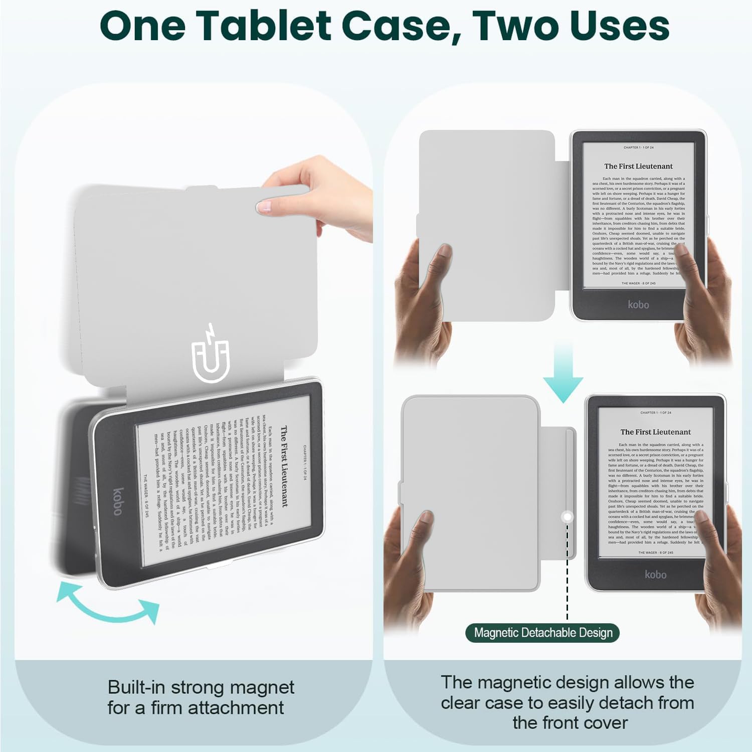 ESTUCHE E NET-CASE PARA KOBO CLARA COLOUR 6' (2024) CON TAPA MAGNÉTICA DESMONTABLE SUMMER FLOWER - 3
