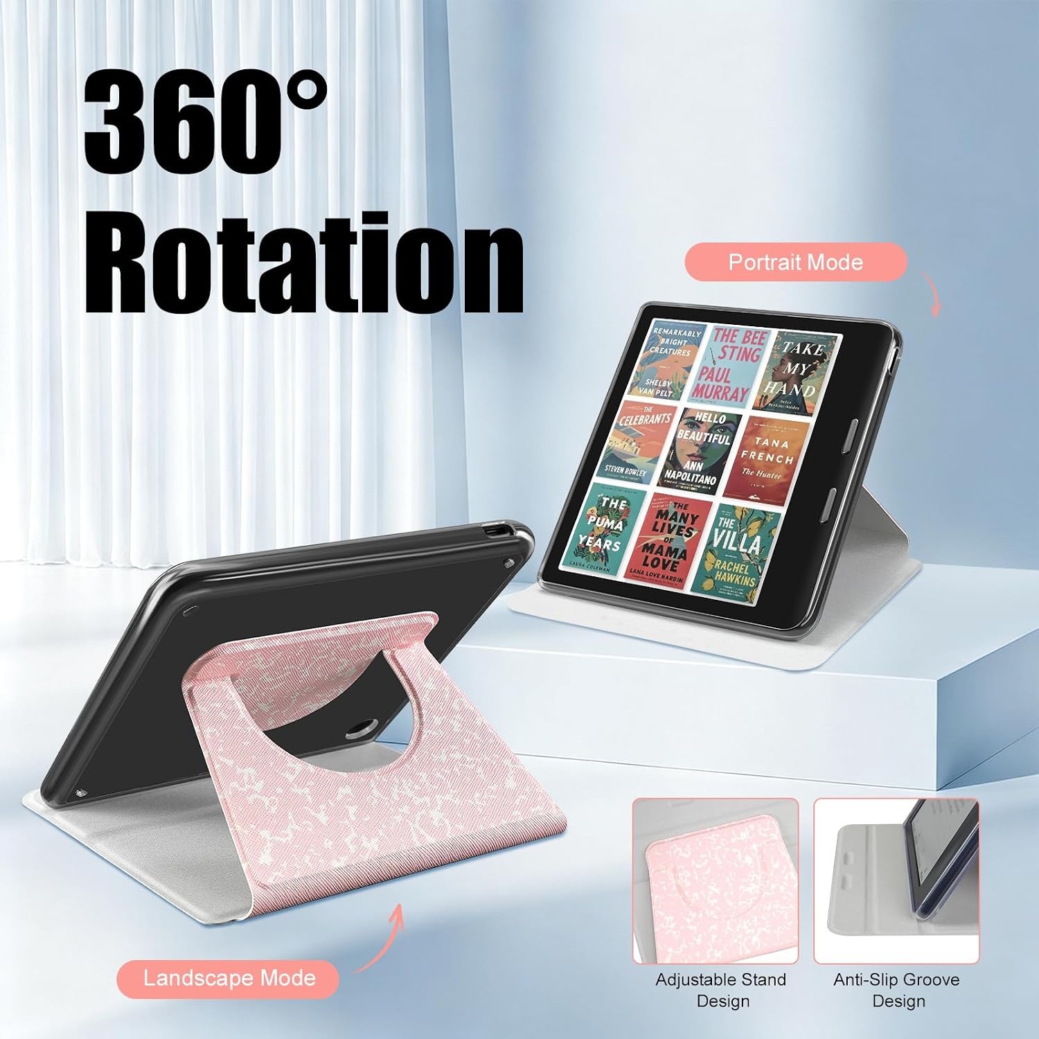 ESTUCHE ROTATORIO E NET-CASE PARA KOBO LIBRA 7' Y TOLINO VISION 7' COLOR ROSADO - 4
