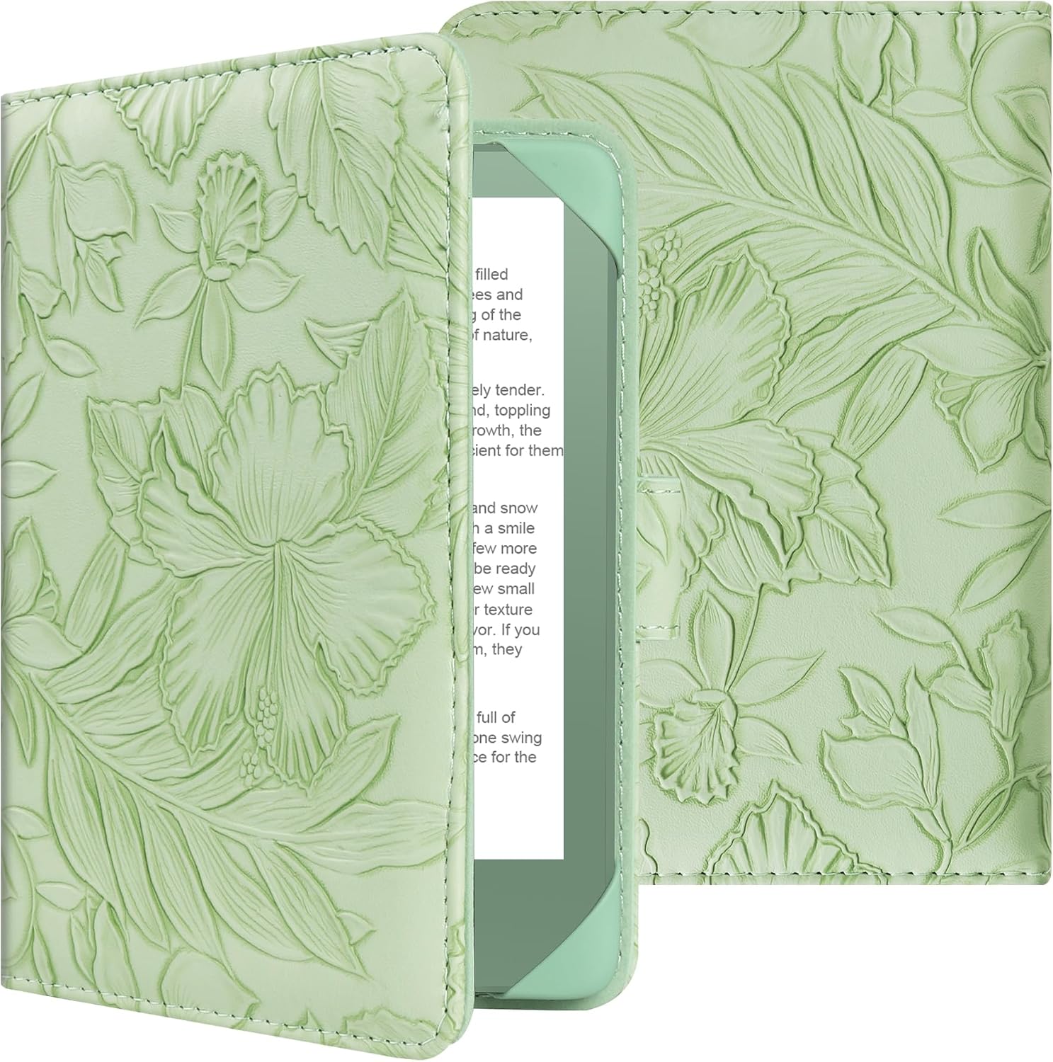 ESTUCHE UNIVERSAL PARA EREADER 6 PULGADAS HOYIXI HOJAS VERDES - 2
