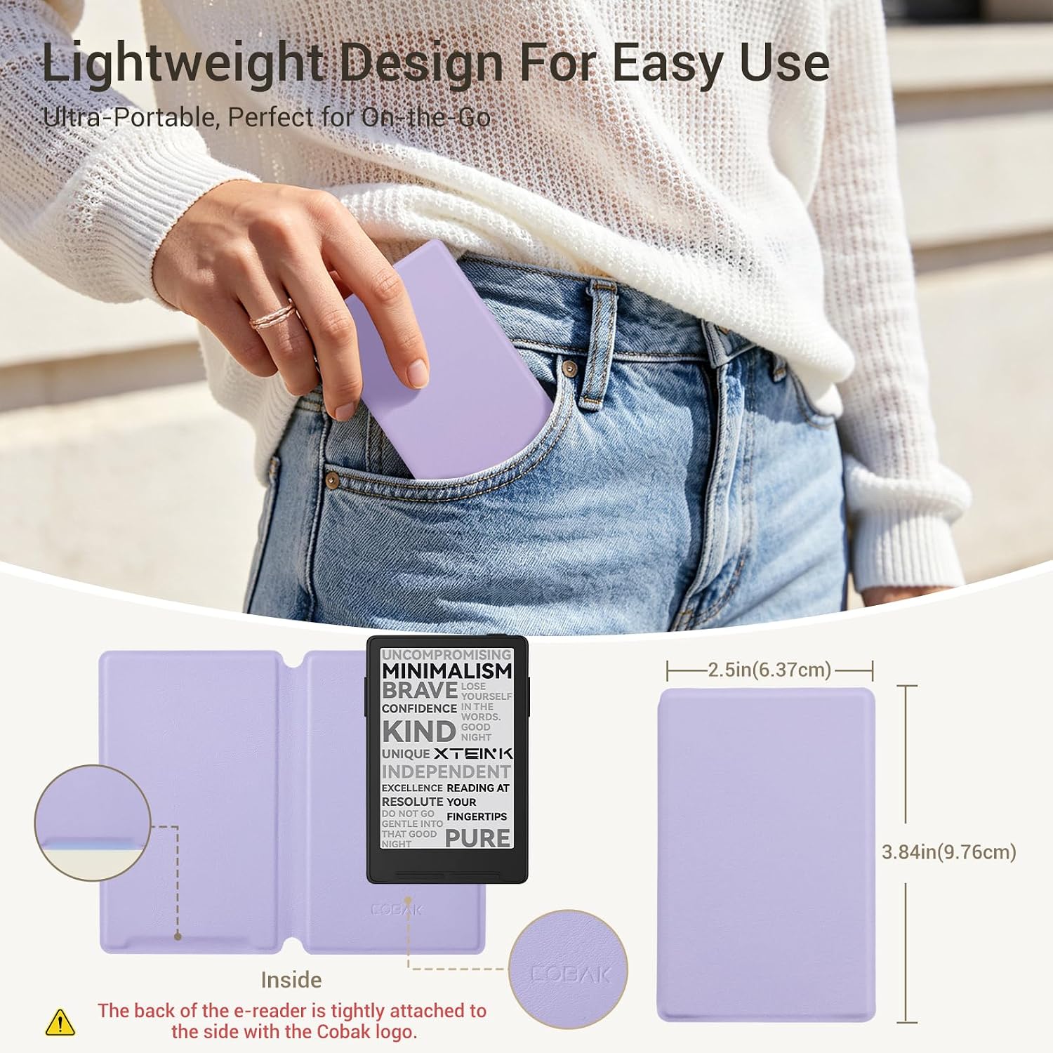 ESTUCHE COBAK PARA LECTOR EBOOK XTEINK X3 3.7' CUERO PU LILA - 3