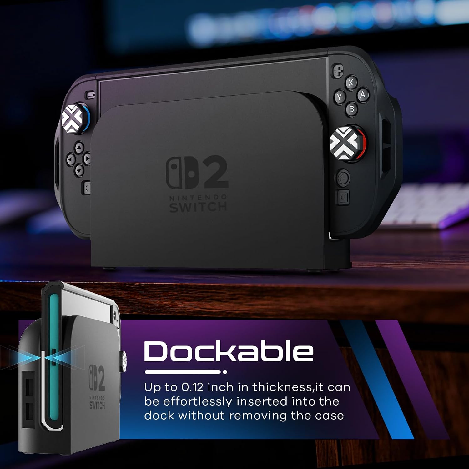 FUNDA CON AGARRE TOLADOSHOP PARA SWITCH 2 2025 BLANCA CON PROTECTOR DE PANTALLA Y TAPAS PARA JOYSTICK - 2