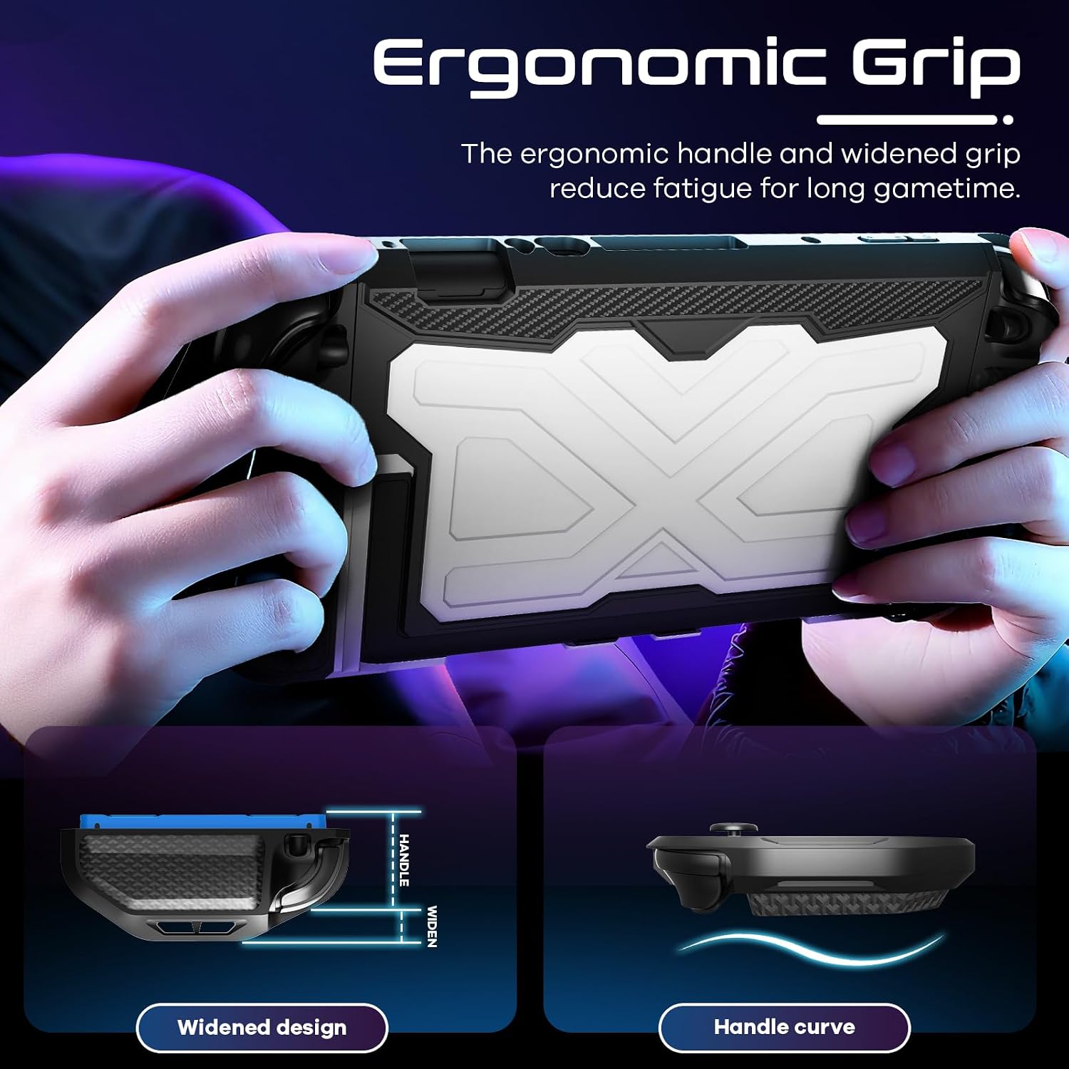 FUNDA CON AGARRE TOLADOSHOP PARA SWITCH 2 2025 BLANCA CON PROTECTOR DE PANTALLA Y TAPAS PARA JOYSTICK - 4
