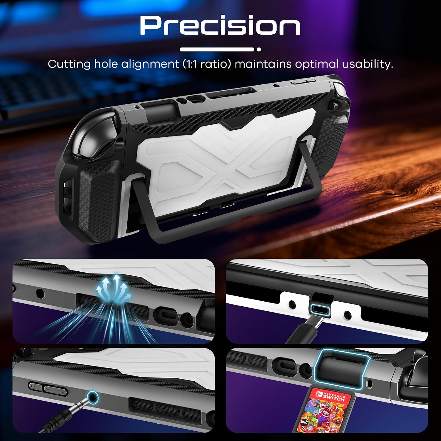 FUNDA CON AGARRE TOLADOSHOP PARA SWITCH 2 2025 BLANCA CON PROTECTOR DE PANTALLA Y TAPAS PARA JOYSTICK - 5