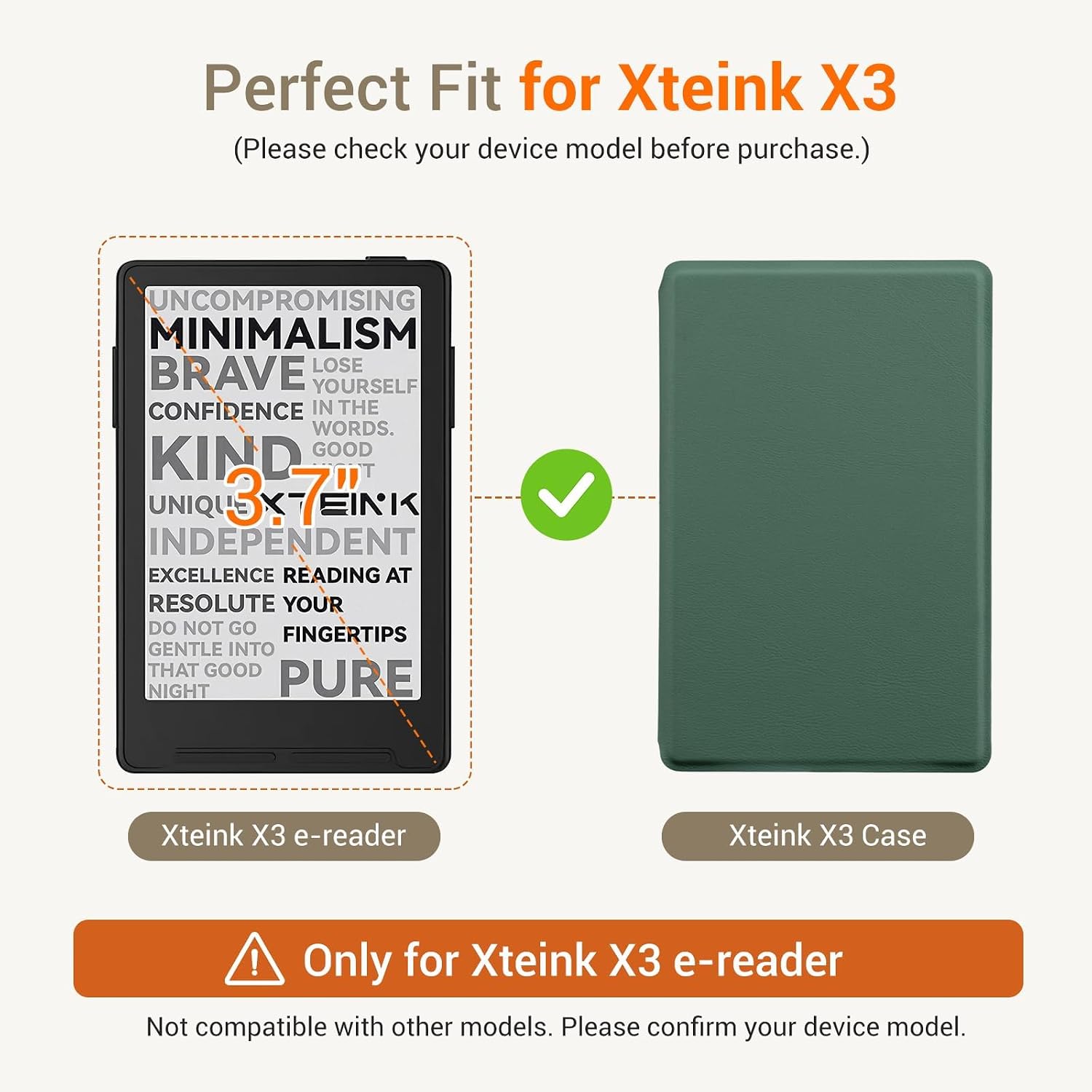 ESTUCHE COBAK PARA LECTOR EBOOK XTEINK X3 3.7' CUERO PU ULTRALIGERO VERDE OSCURO - 2