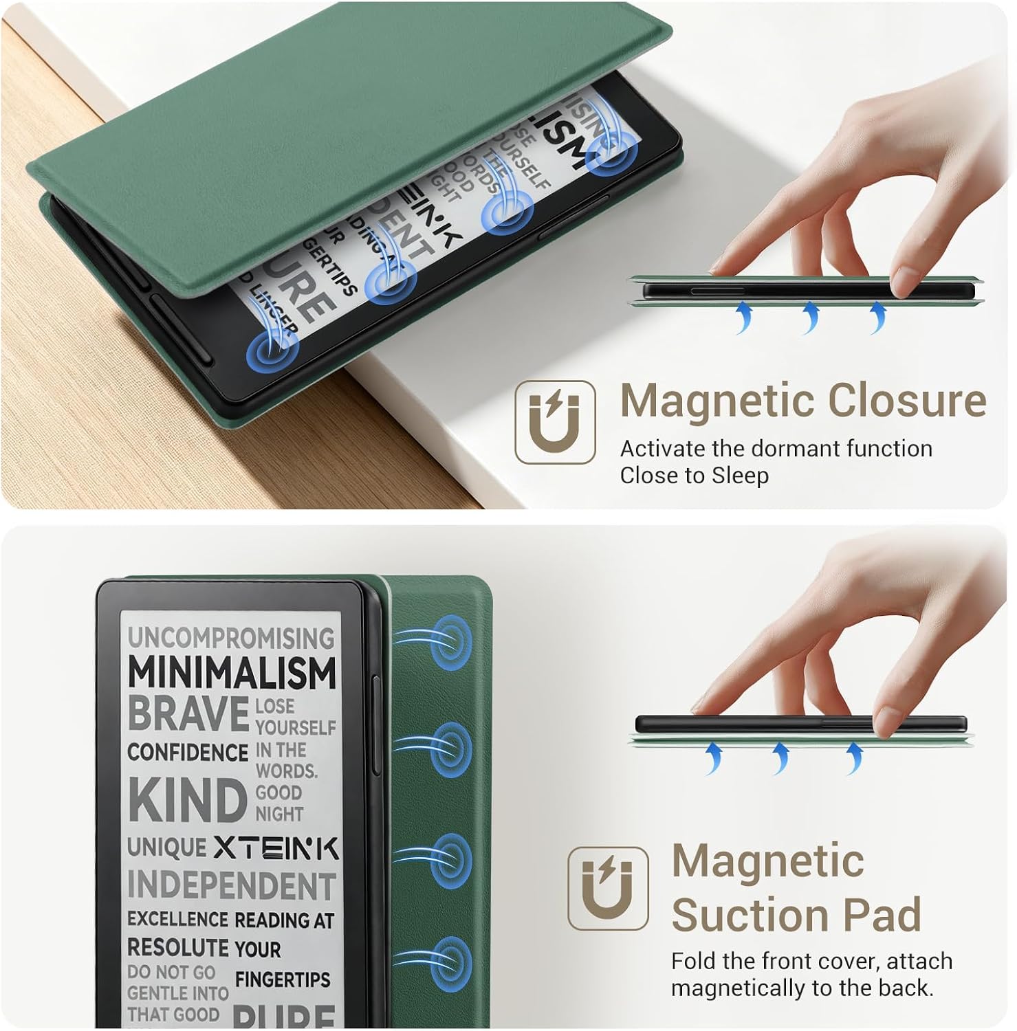 ESTUCHE COBAK PARA LECTOR EBOOK XTEINK X3 3.7' CUERO PU ULTRALIGERO VERDE OSCURO - 5