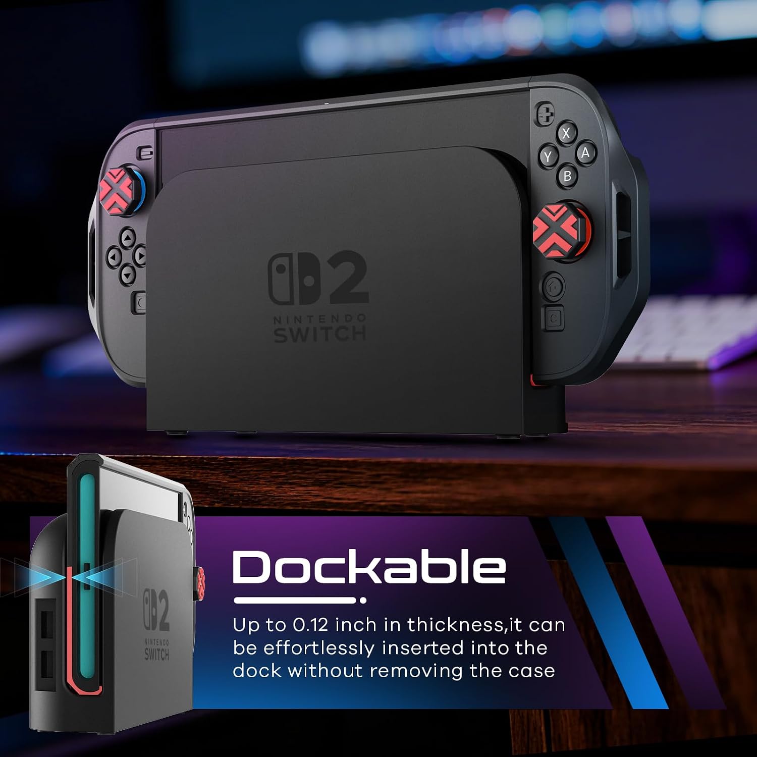 FUNDA CON AGARRE TOLADOSHOP PARA SWITCH 2 2025 ROJA CON PROTECTOR DE PANTALLA Y TAPAS PARA JOYSTICK - 2