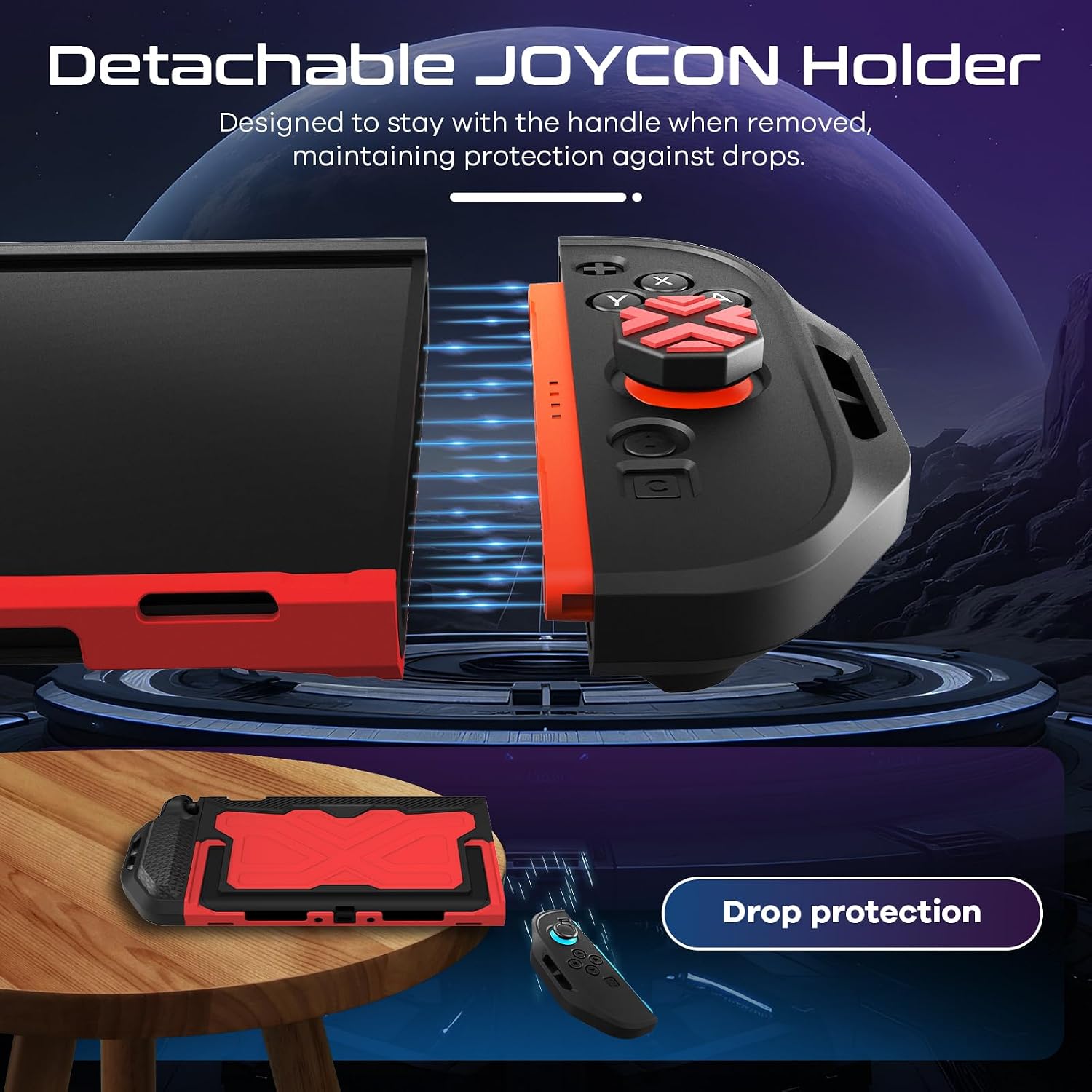 FUNDA CON AGARRE TOLADOSHOP PARA SWITCH 2 2025 ROJA CON PROTECTOR DE PANTALLA Y TAPAS PARA JOYSTICK - 3