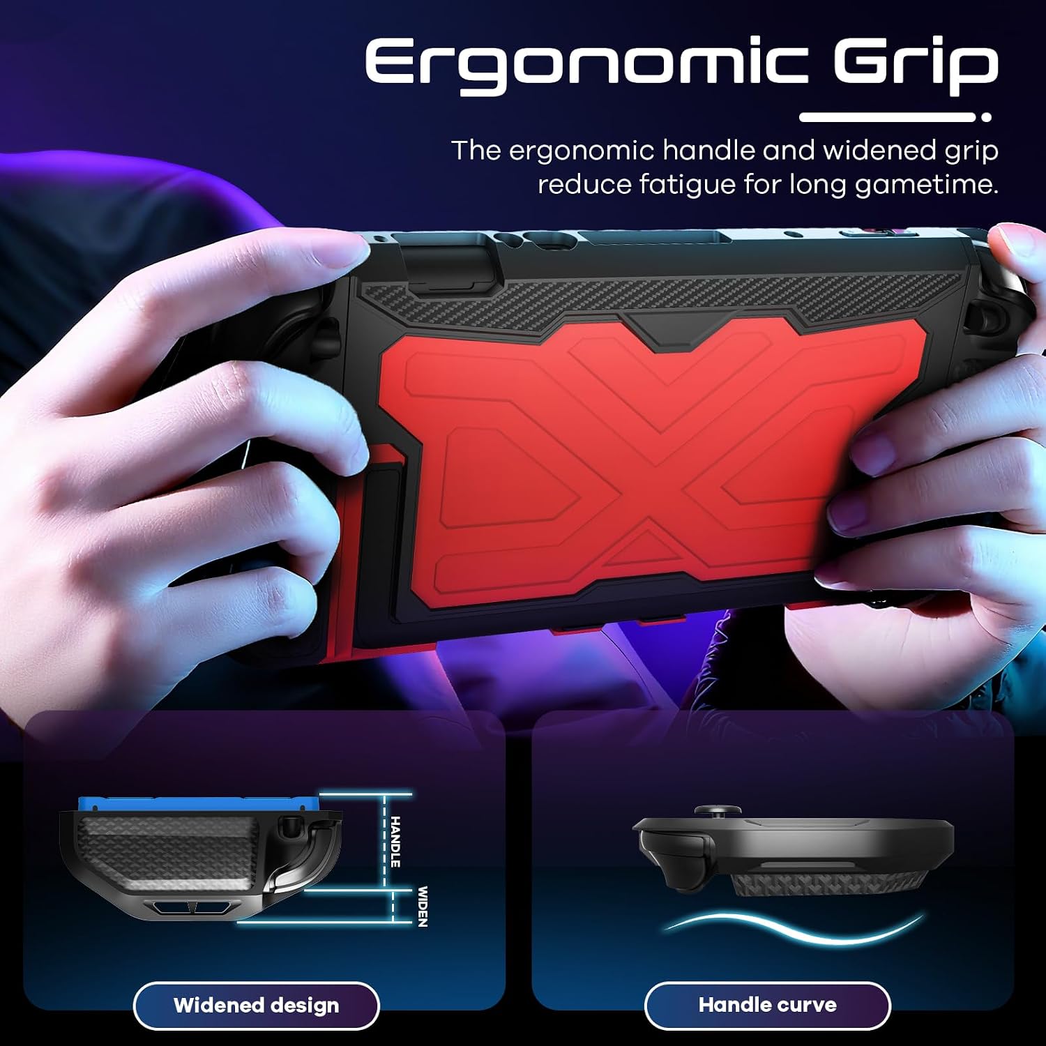 FUNDA CON AGARRE TOLADOSHOP PARA SWITCH 2 2025 ROJA CON PROTECTOR DE PANTALLA Y TAPAS PARA JOYSTICK - 4