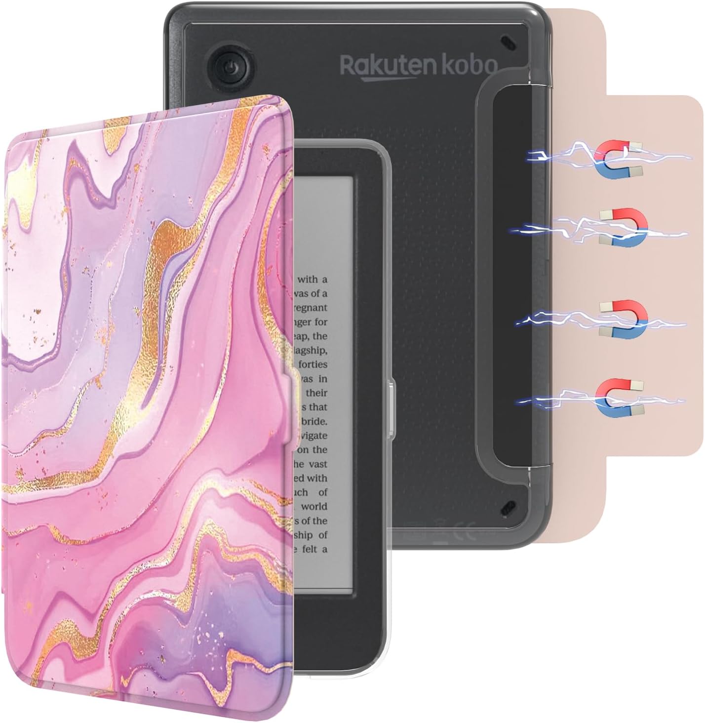 ESTUCHE E NET-CASE PARA KOBO CLARA COLOUR 6' (2024) ROSA DORADO FLUIDO - 1