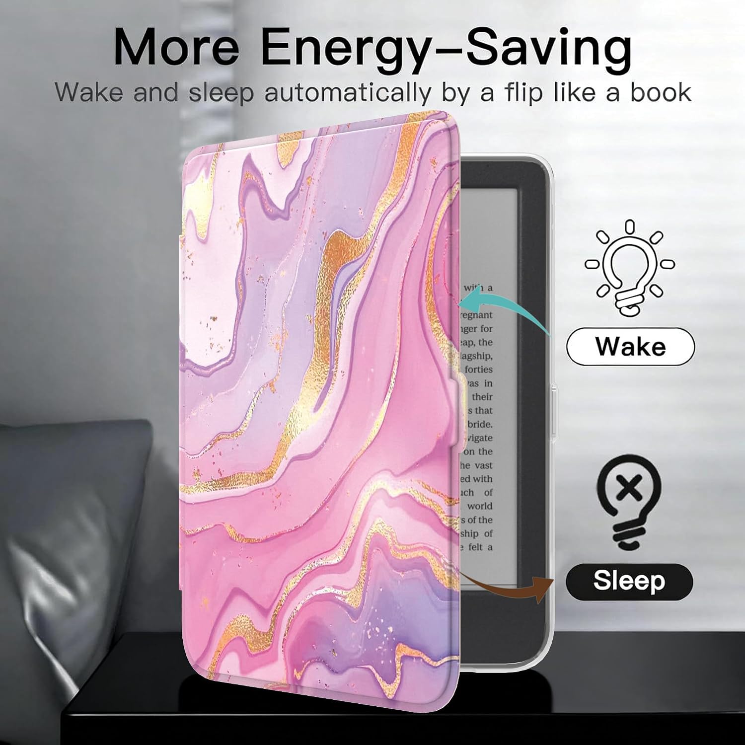 ESTUCHE E NET-CASE PARA KOBO CLARA COLOUR 6' (2024) ROSA DORADO FLUIDO - 5
