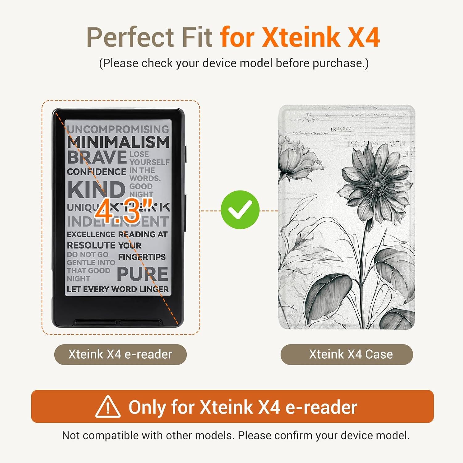 ESTUCHE COBAK MAGNETIC PARA LECTOR EBOOK XTEINK X3 3.7' PU CUERO ULTRALIGERO DISEÑO GIRASOLES - 2
