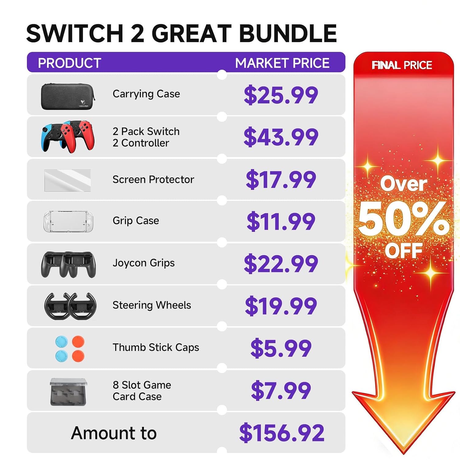 KIT DE ACCESORIOS ACEGAMER PRO HALL EFFECT PARA NINTENDO SWITCH 2 17 EN 1 - 2