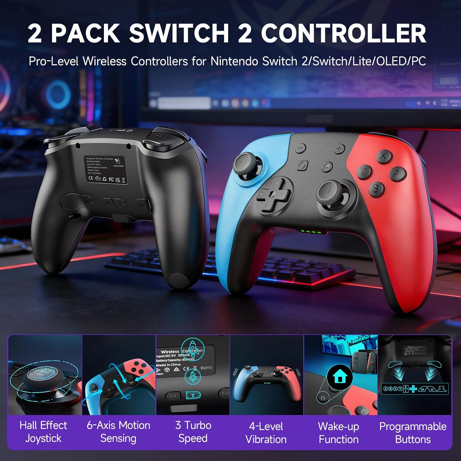 KIT DE ACCESORIOS ACEGAMER PRO HALL EFFECT PARA NINTENDO SWITCH 2 17 EN 1 - 4