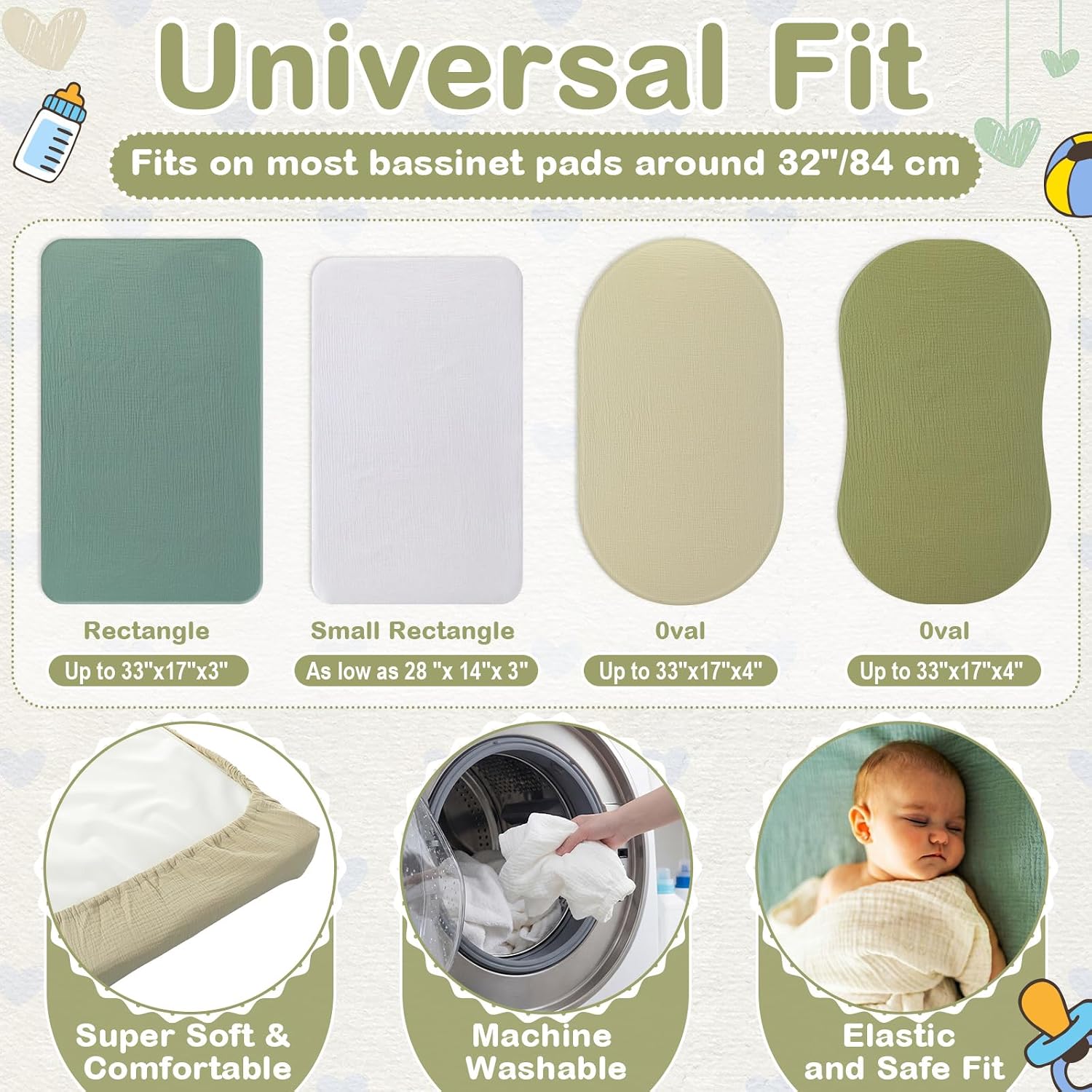 SÁBANAS PARA MOISÉS TEGEME 4 UNIDADES ALGODÓN MUSELINA COLORES BRILLANTES - 2